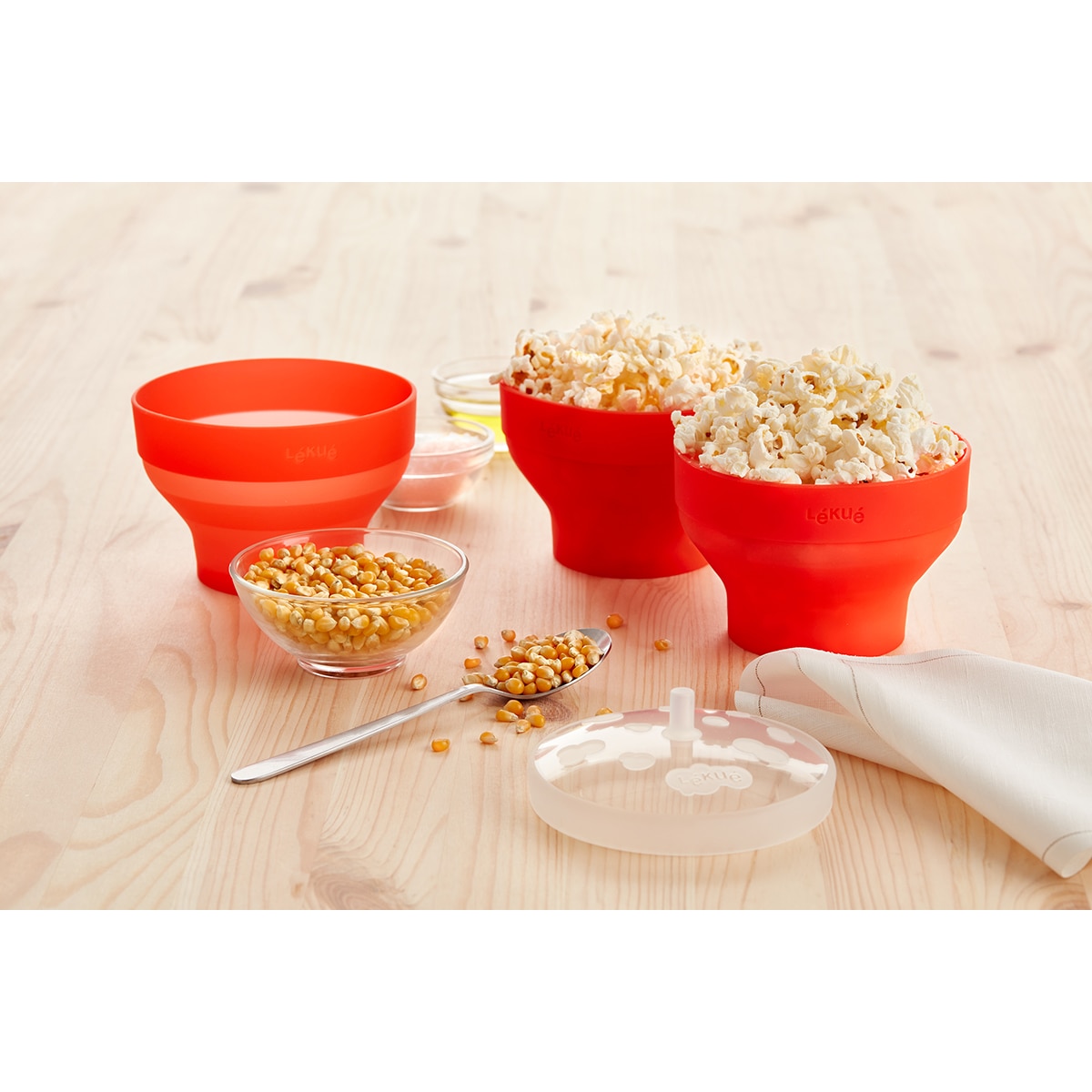 Conjunto de 2 Recipientes para Pipocas Pop Corn Vermelho-5