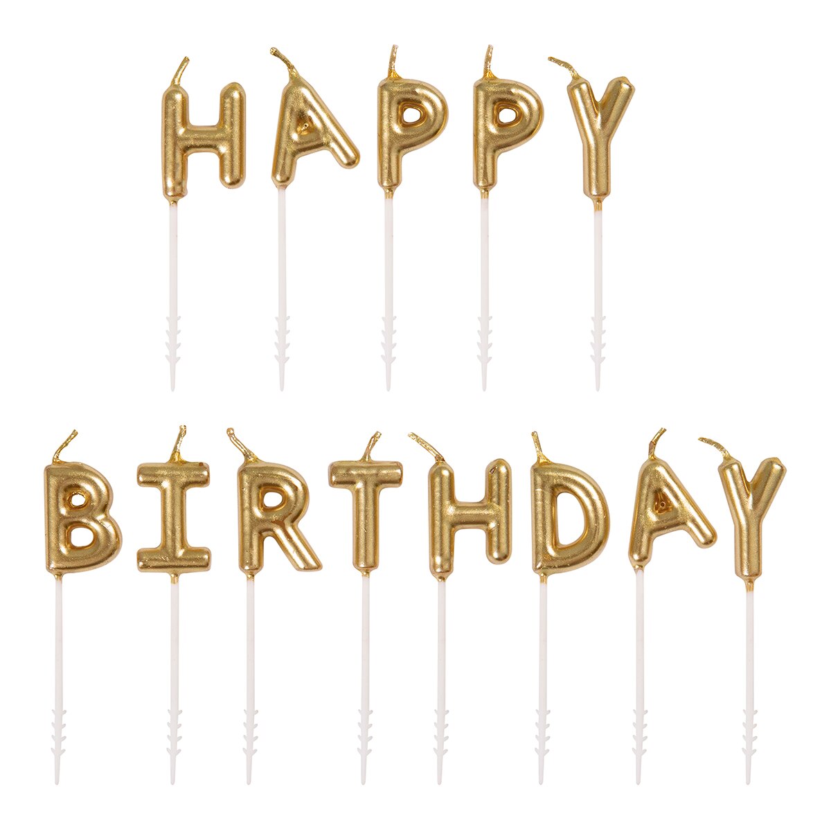Conjunto de 15 velas "Feliz Aniversário" com letras douradas Ouro-1