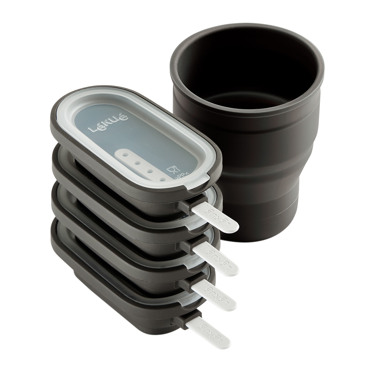 Conjunto de 4 formas para gelados cremosos + recipiente Classic Creamy Castanho-1