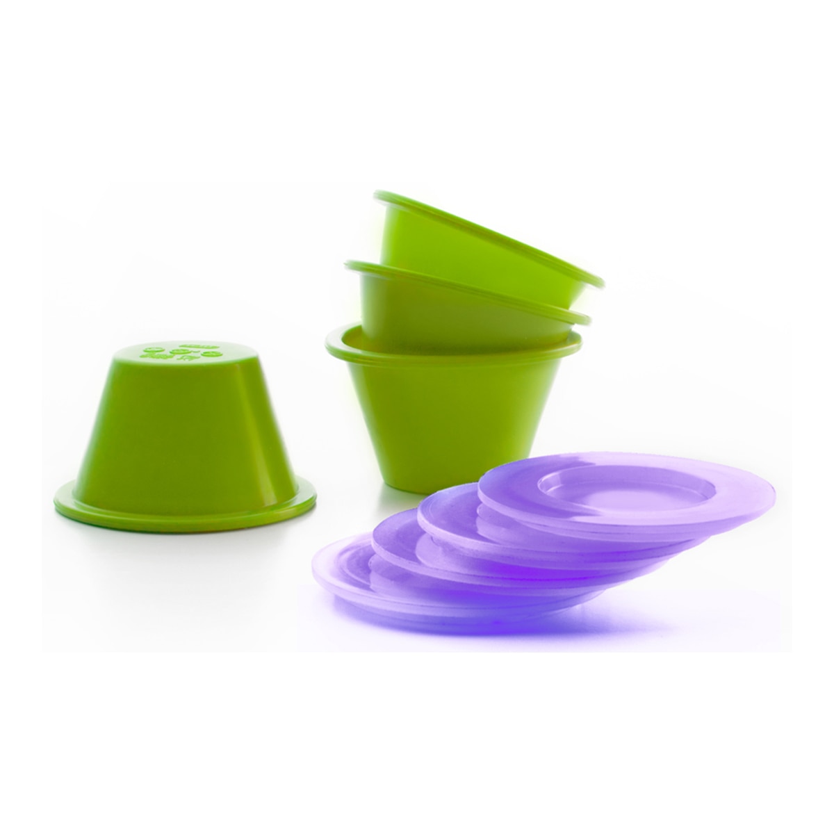 Conjunto de 4 Moldes de Pudim Flan com Tampa Abatível Verde-1