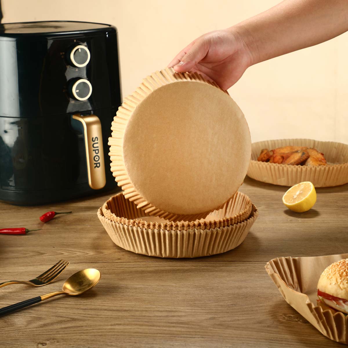 Set de 50 moldes redondos para freidora Cooking- Airfyer Fackelmann 2