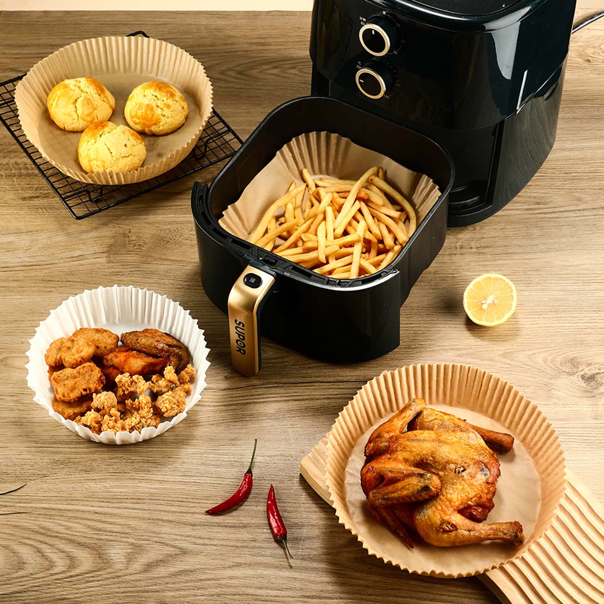 Set de 50 moldes cuadrados para freidora Cooking- Airfyer Fackelmann 2
