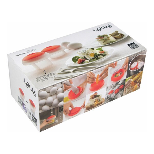 Conjunto de 2 Formas para Cozer Ovos Compatível com Air Fryer Vermelho-2