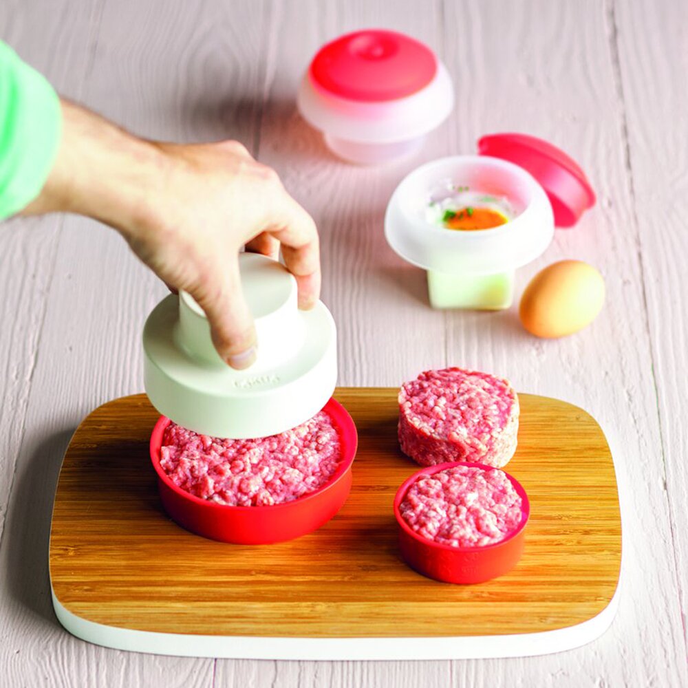 Set de 2 moldes para cocer huevos Lékué Rojo Rojo-3