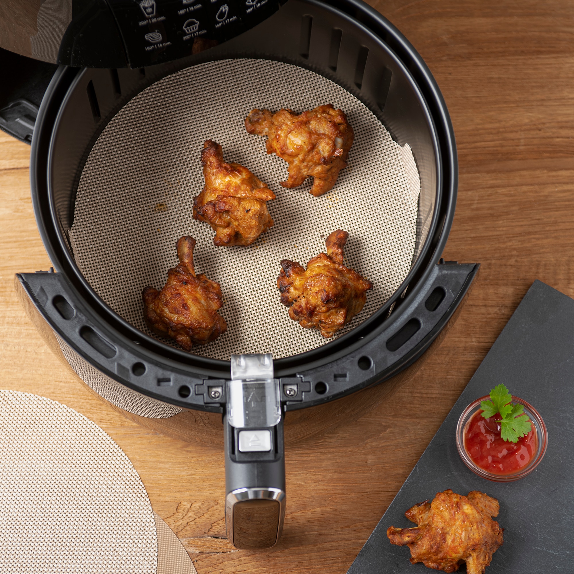 Conjunto de 2 Moldes Airfryer No Stick Preto-5