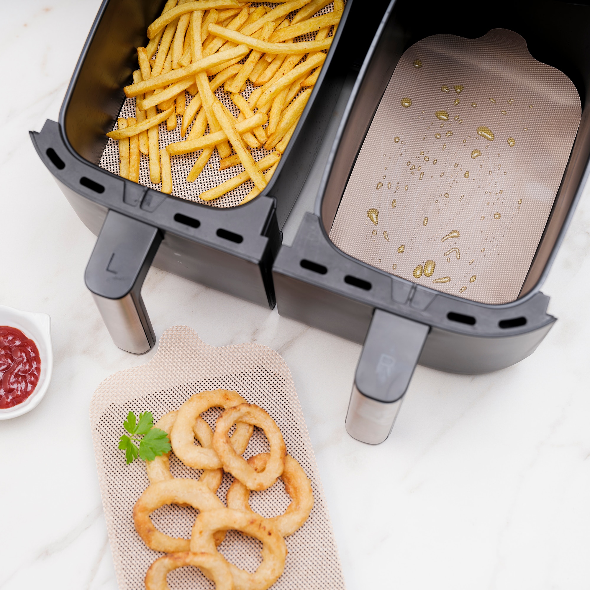 Conjunto de 4 Moldes para Cestas Airfryer Preto-7