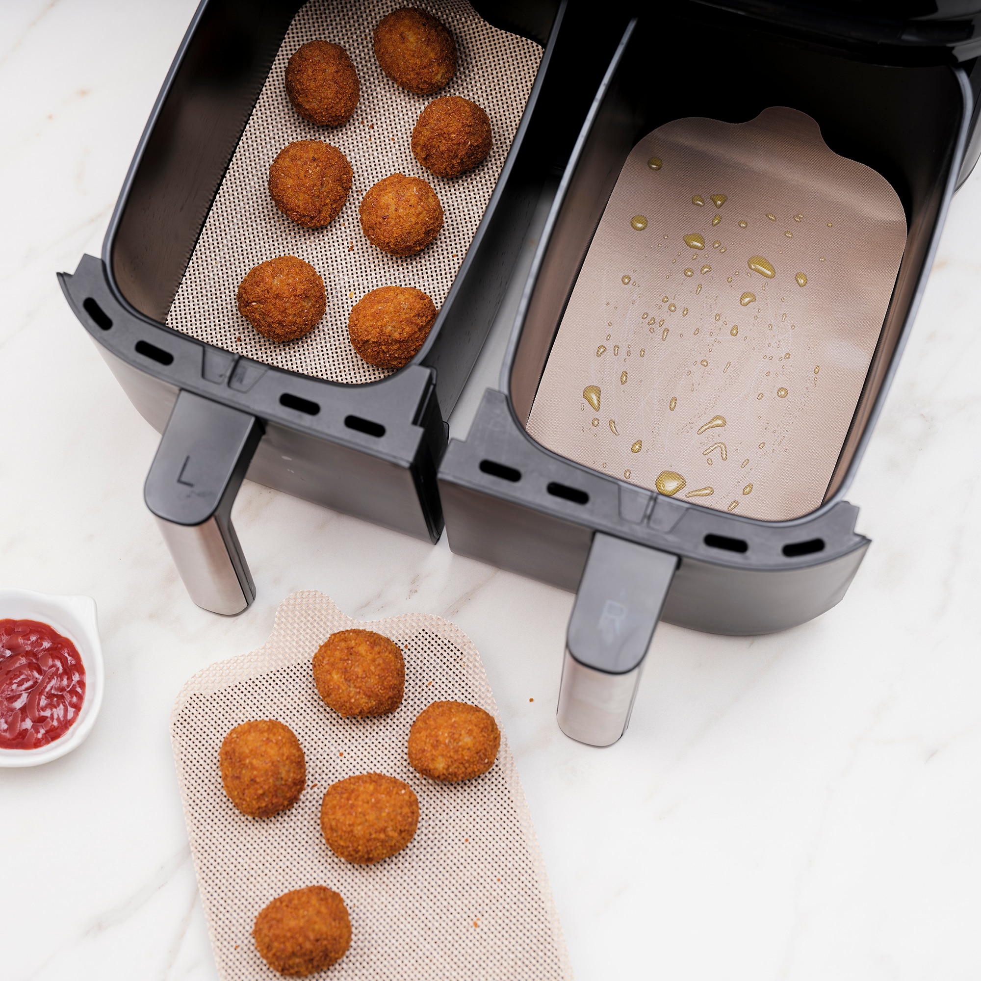 Conjunto de 4 Moldes para Cestas Airfryer Preto-8