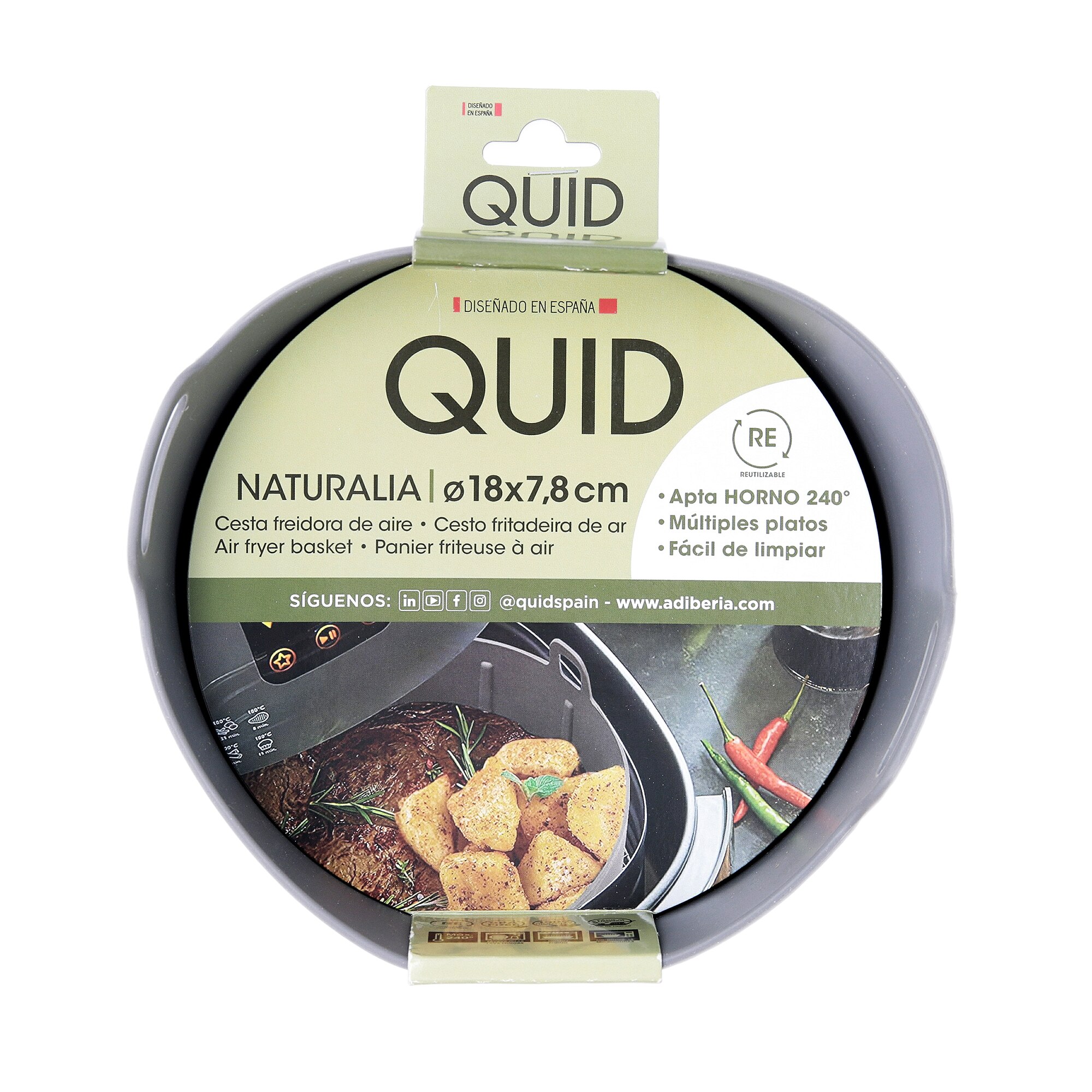 Molde redondo Air Fryer Naturalia Quid Gris-3