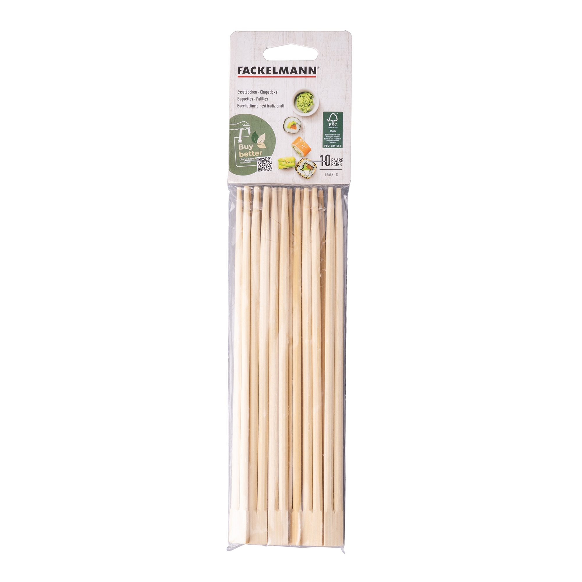 Set de 10 palillos chinos de bambú Fackelmann Natural-2