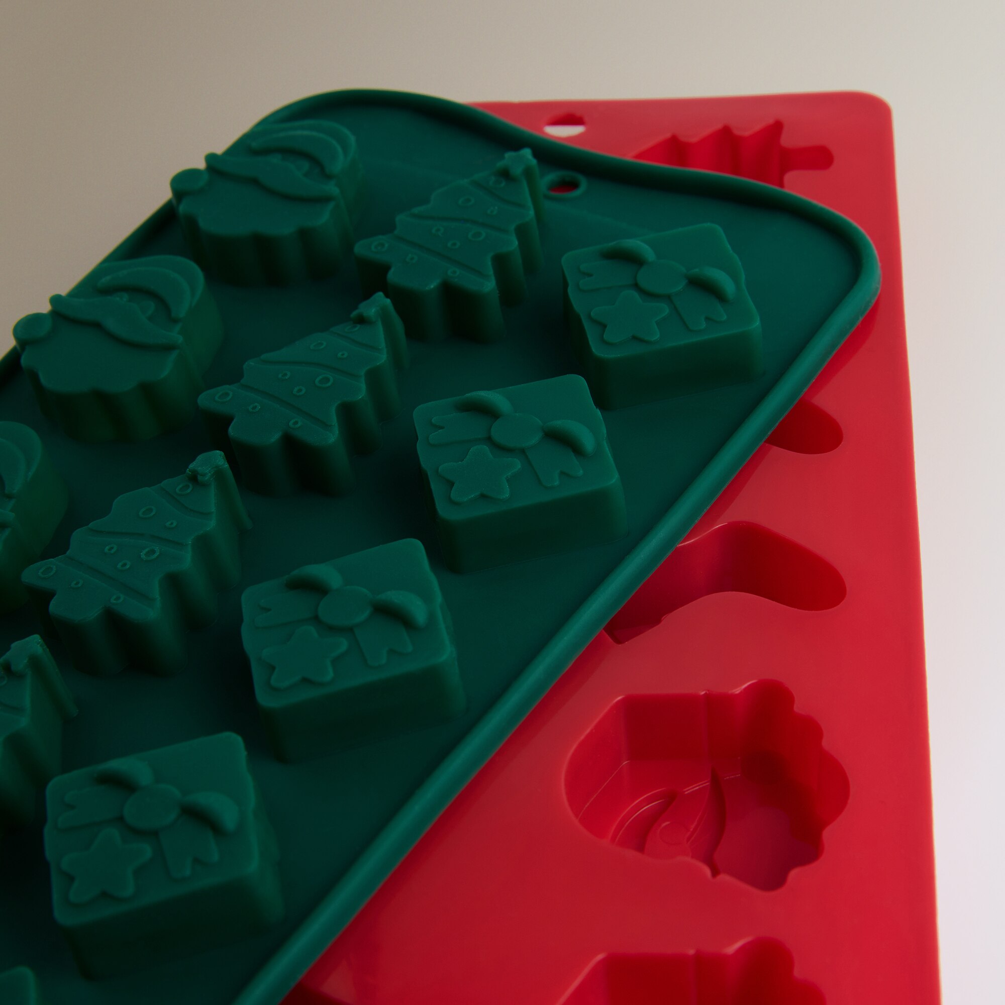 Set de 2 mini moldes de silicona para repostería Papá Noel Navidad Multicolor-2