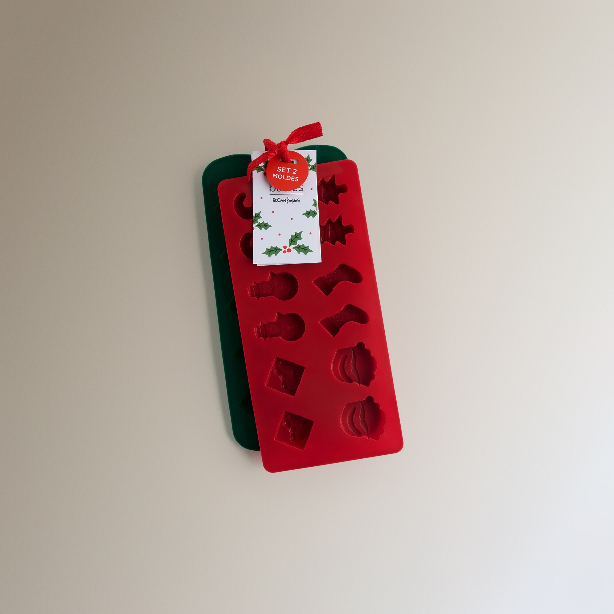 Set de 2 mini moldes de silicona para repostería Papá Noel Navidad Multicolor-3