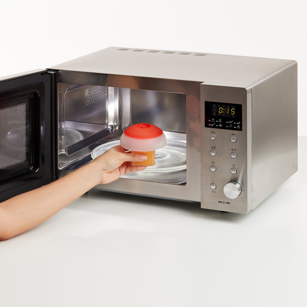 Molde Cilíndrico de Silicone para Cozinhar Ovos no Micro-Ondas Microwave Ovo Transparente-3