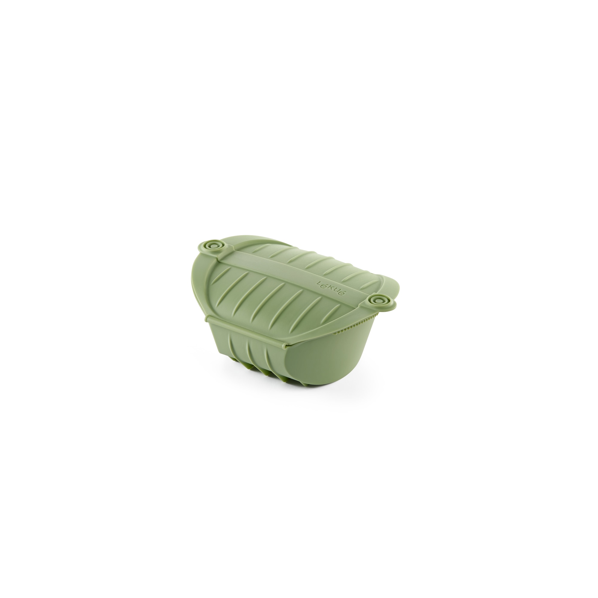 Estojo de vapor em silicone fundo para 2 pessoas Lékué Verde-3