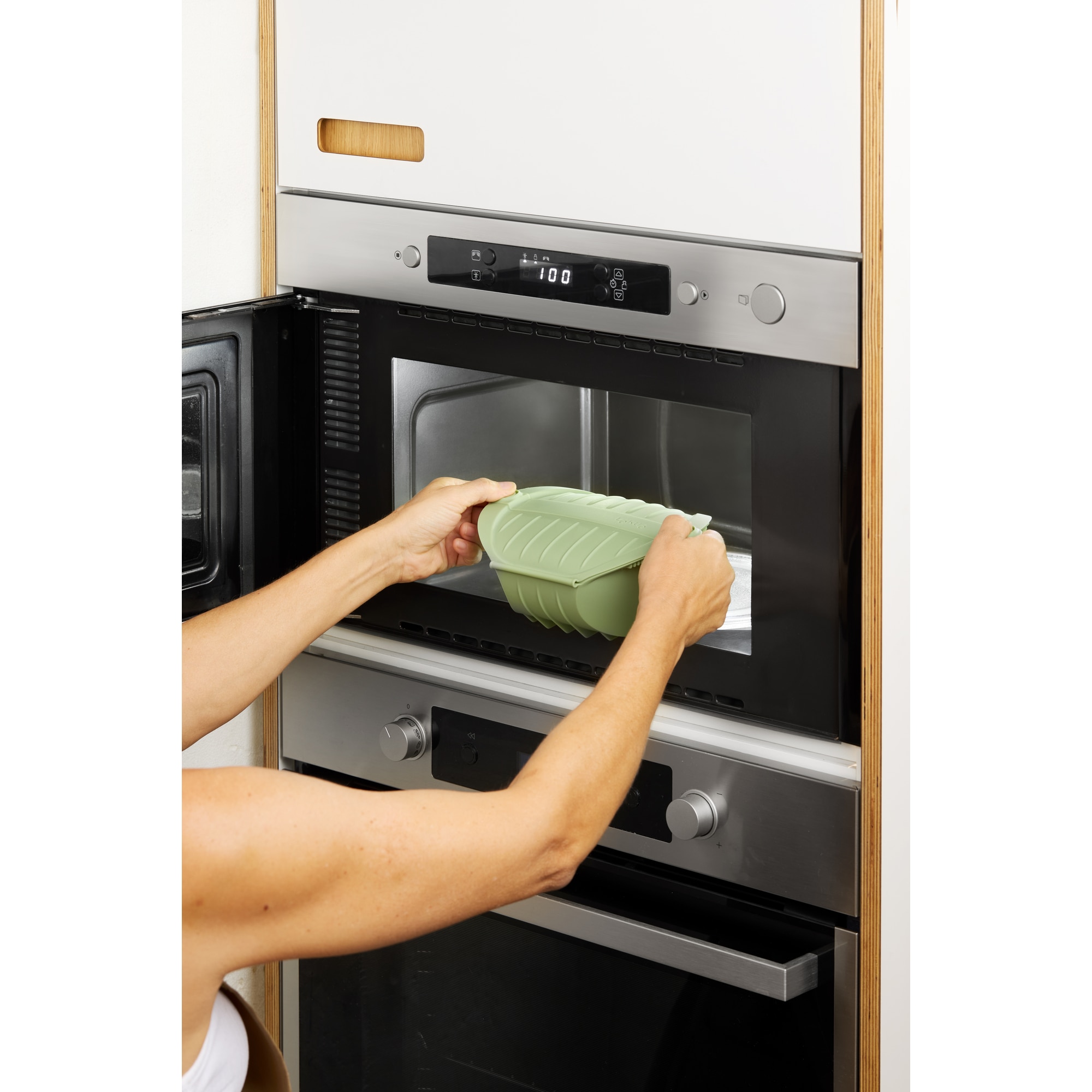 Estojo de vapor em silicone fundo para 2 pessoas Lékué Verde-6