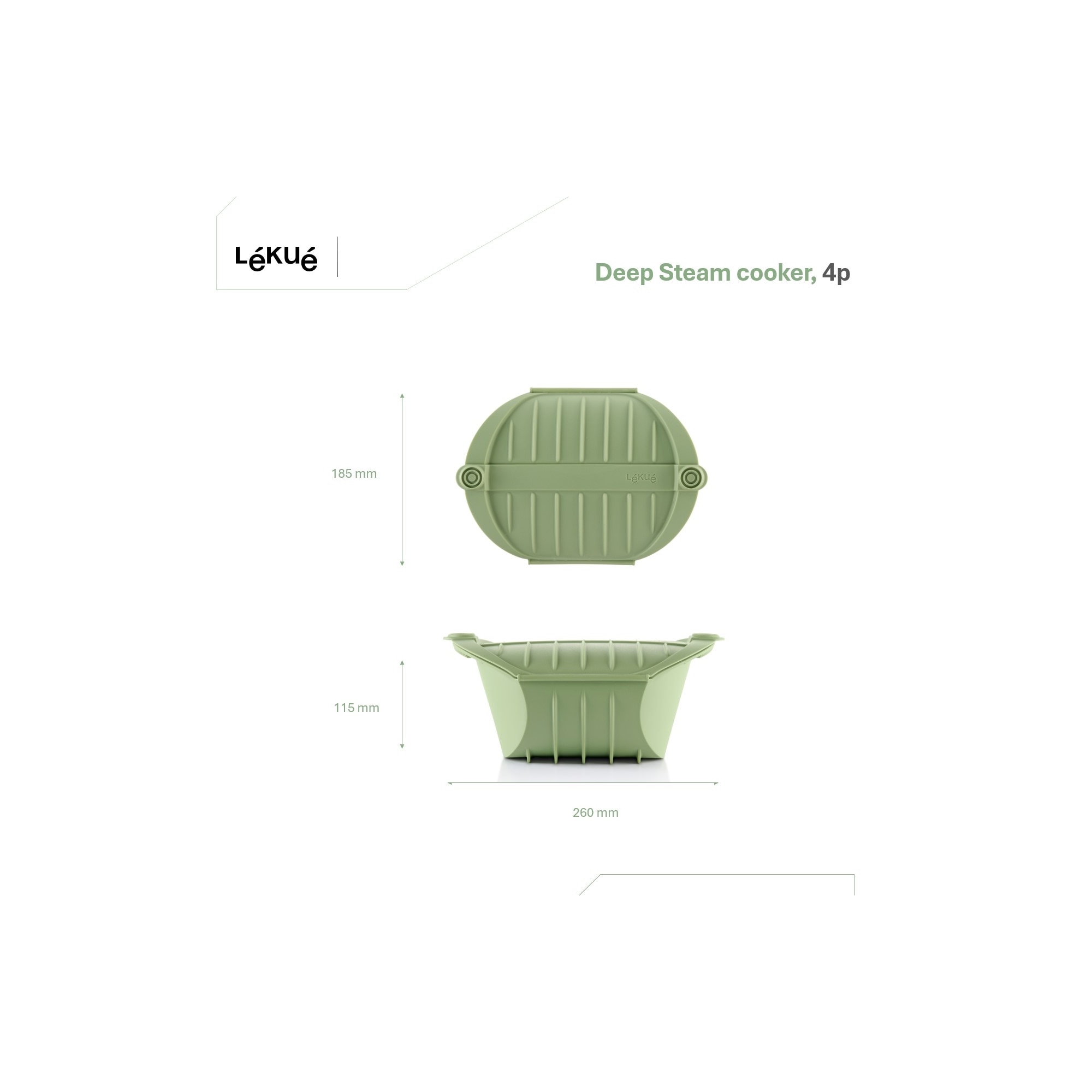Estojo de vapor em silicone fundo para 4 pessoas Lékué Verde-7