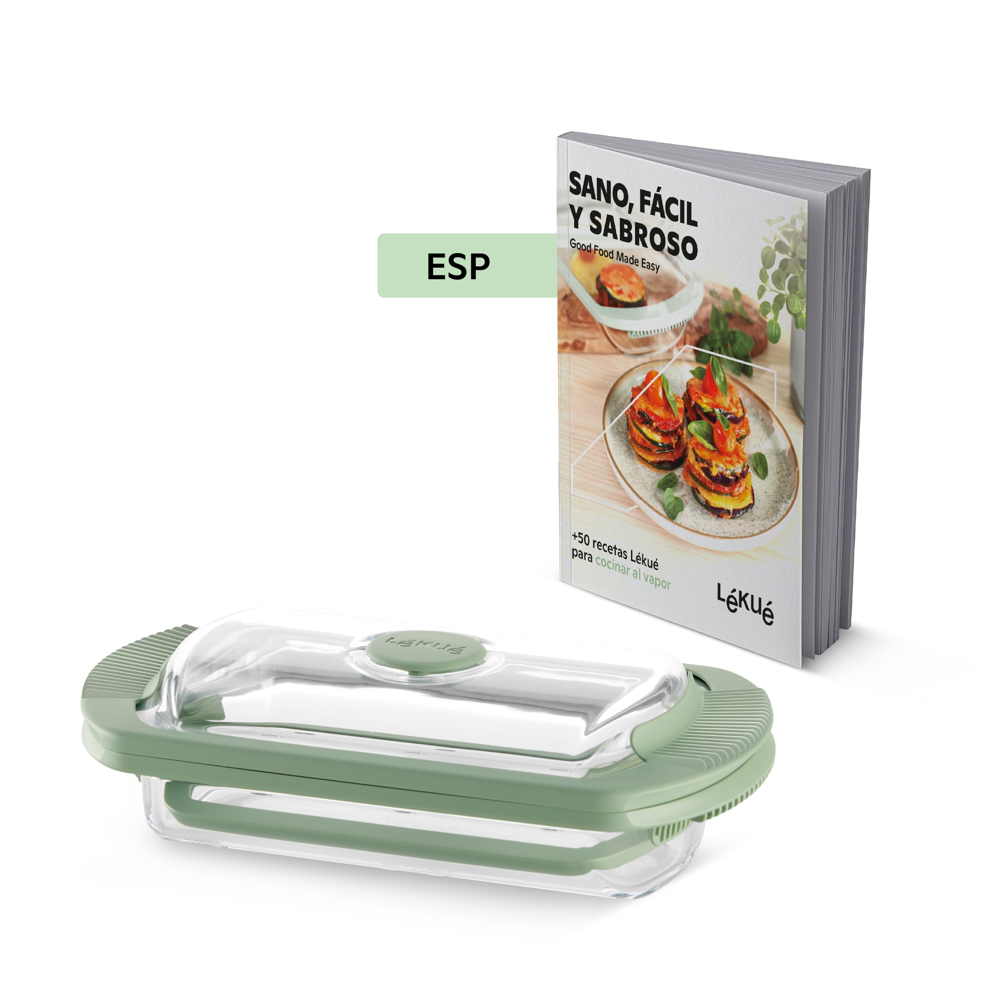 Imagen 0 de Estuche de vapor de vidrio con capacidad para 2 personas y libro de recetas Lékué Transparente