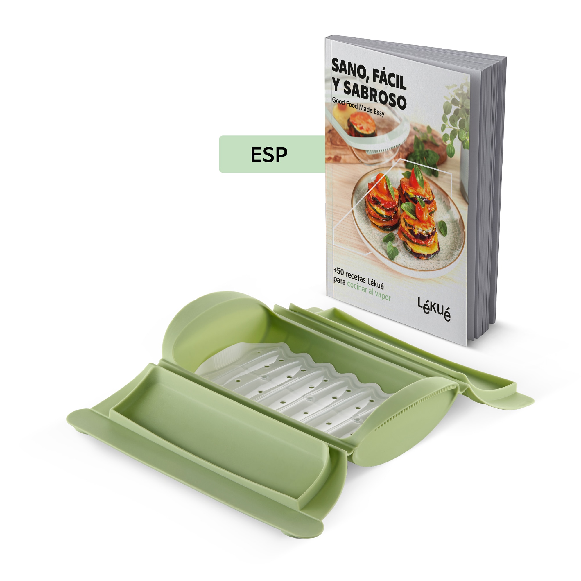 Imagem 0 de Estojo de vapor em silicone com tabuleiro para 2 pessoas e livro de receitas Lékué