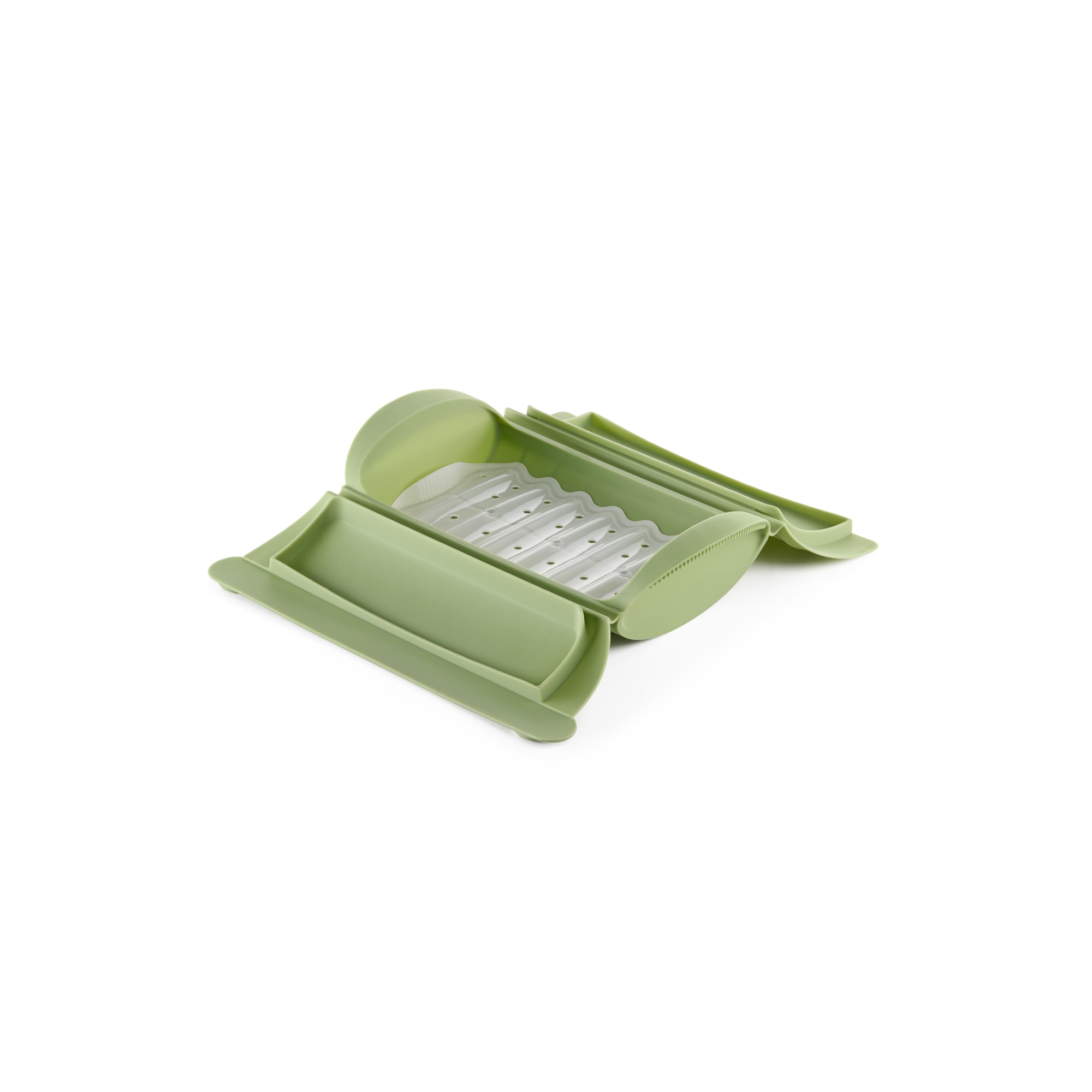 Estojo de vapor em silicone com tabuleiro para 2 pessoas e livro de receitas Lékué Verde-5