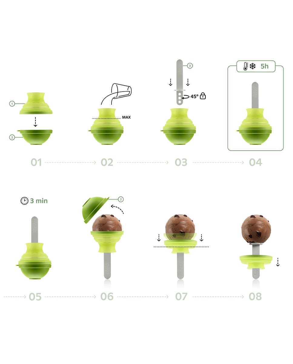 Conjunto de 4 moldes para gelados Lolipop Lékué Multicolor-9