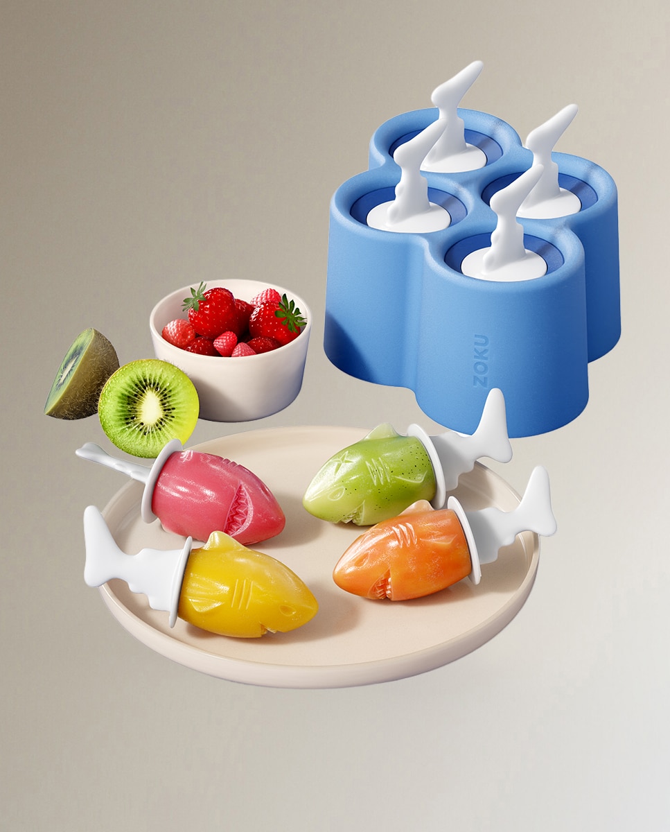 Molde de Gelados de Tubarão 4 Peças Multicolor-7