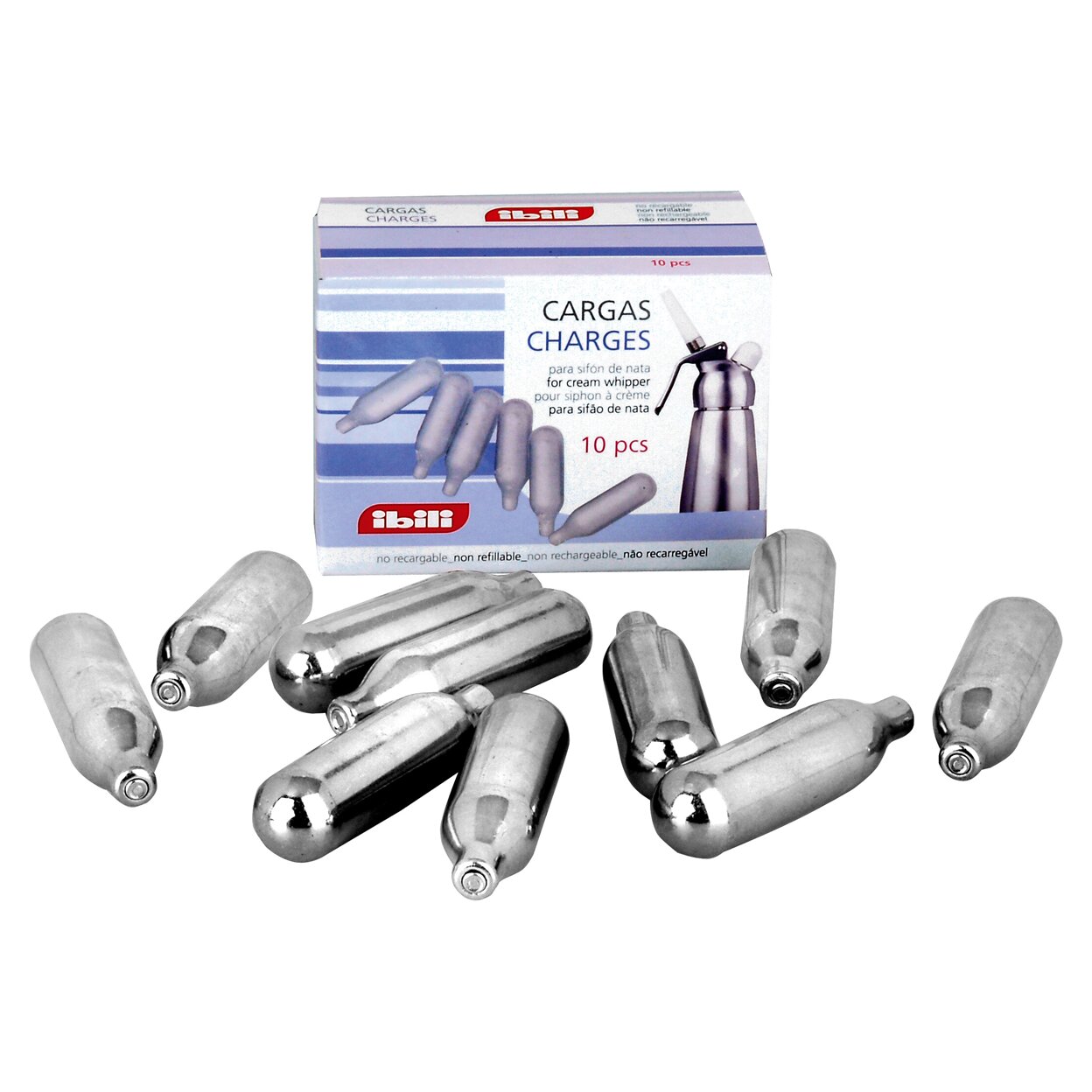 Imagen 0 de Set de 10 cargas para sifón de nata Ibili