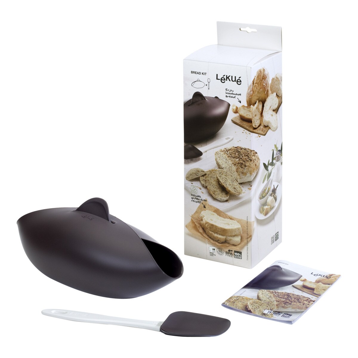 Kit para fazer pão com espátula de silicone Lékué Castanho-3