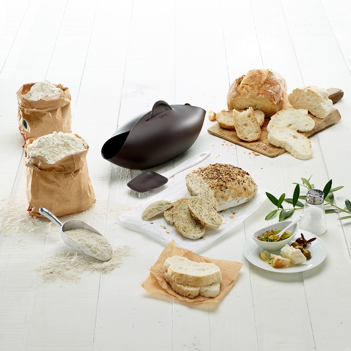 Kit para fazer pão com espátula de silicone Lékué Castanho-6
