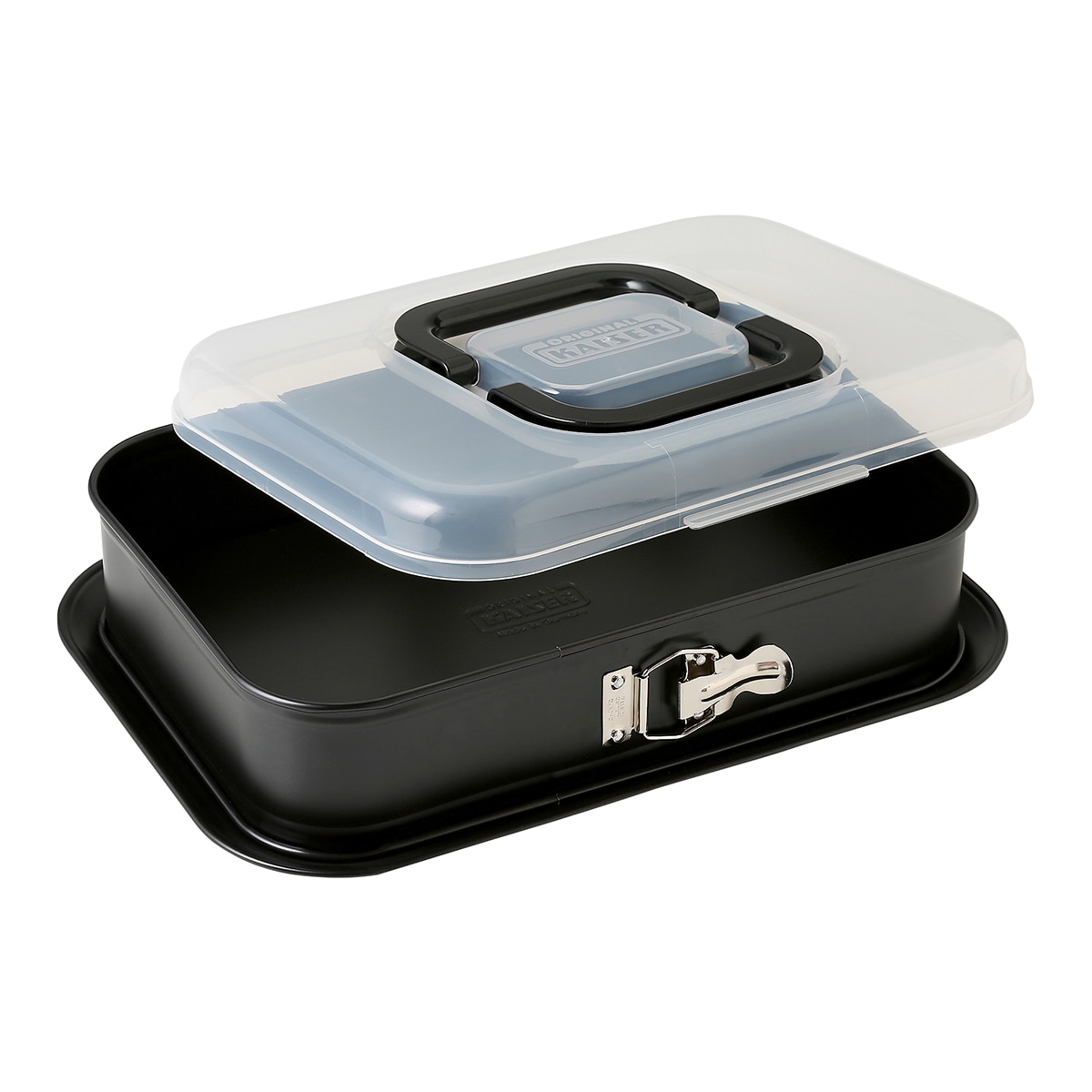 Molde e porta bolos rectangular Bake & Take Kaiser Preto-2