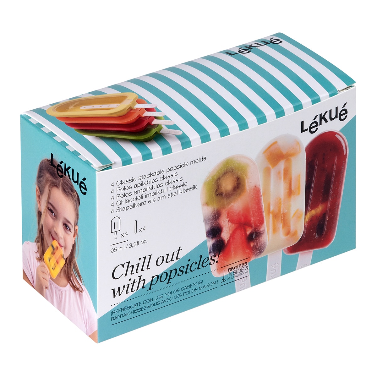 Conjunto de 4 moldes para gelados Camisa Polo Classic Lékué Multicolor-7