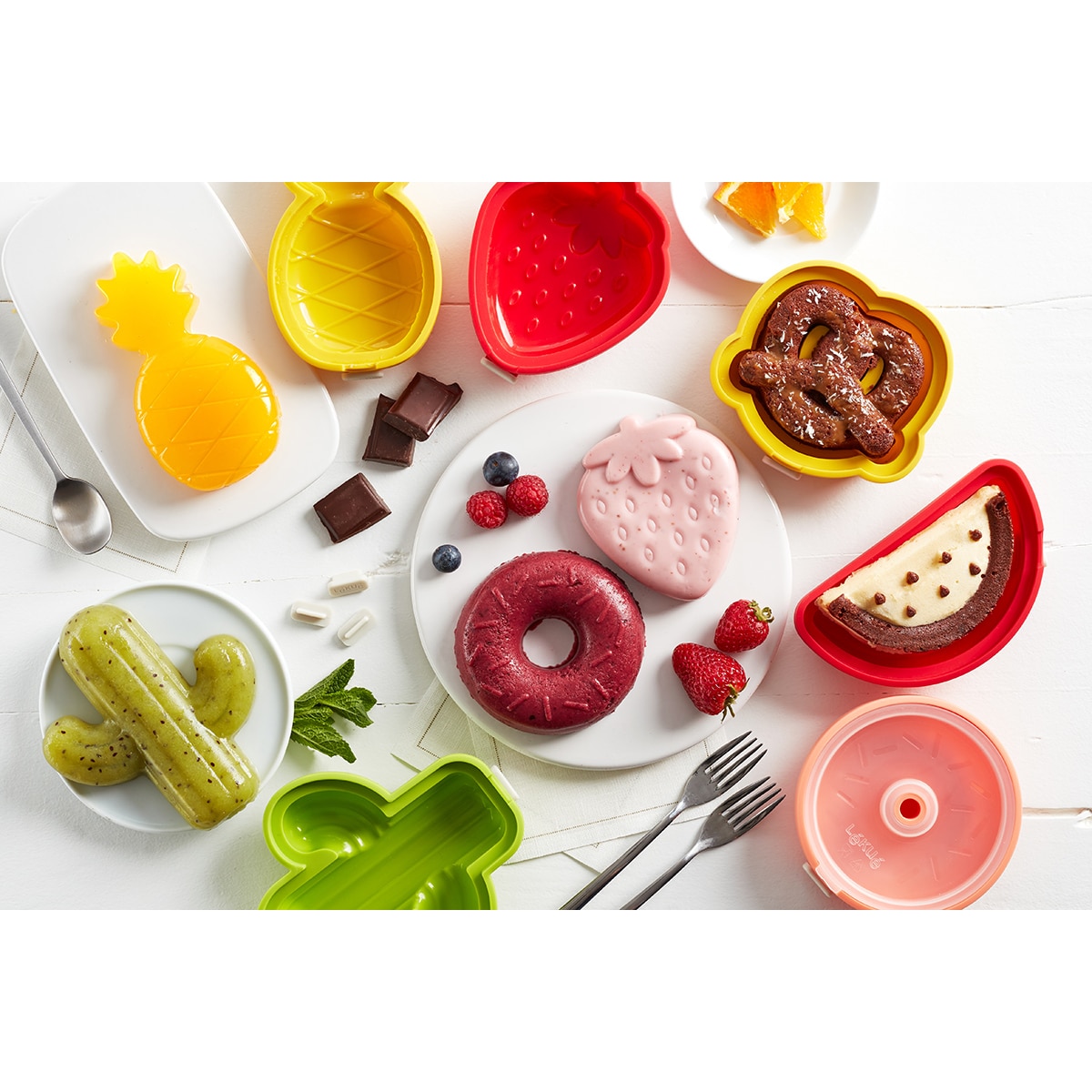 Conjunto de 4 moldes para gelados Frutas Tropicais Lékué Multicolor-9