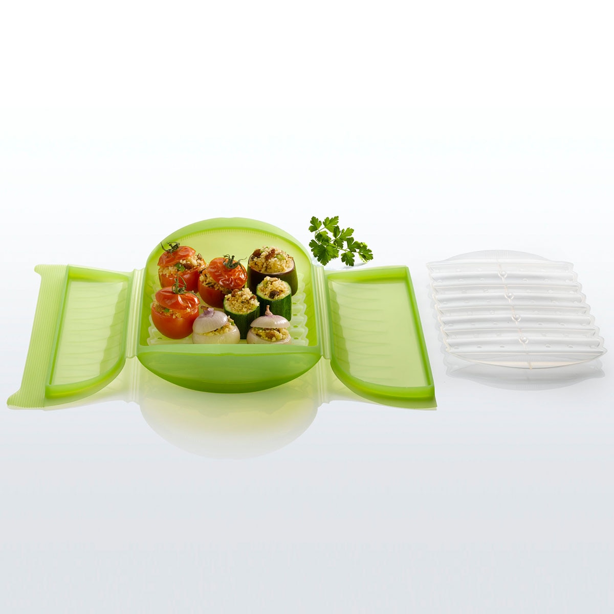 Bandeja multifunções para estojo de vapor Lékué Branco-3