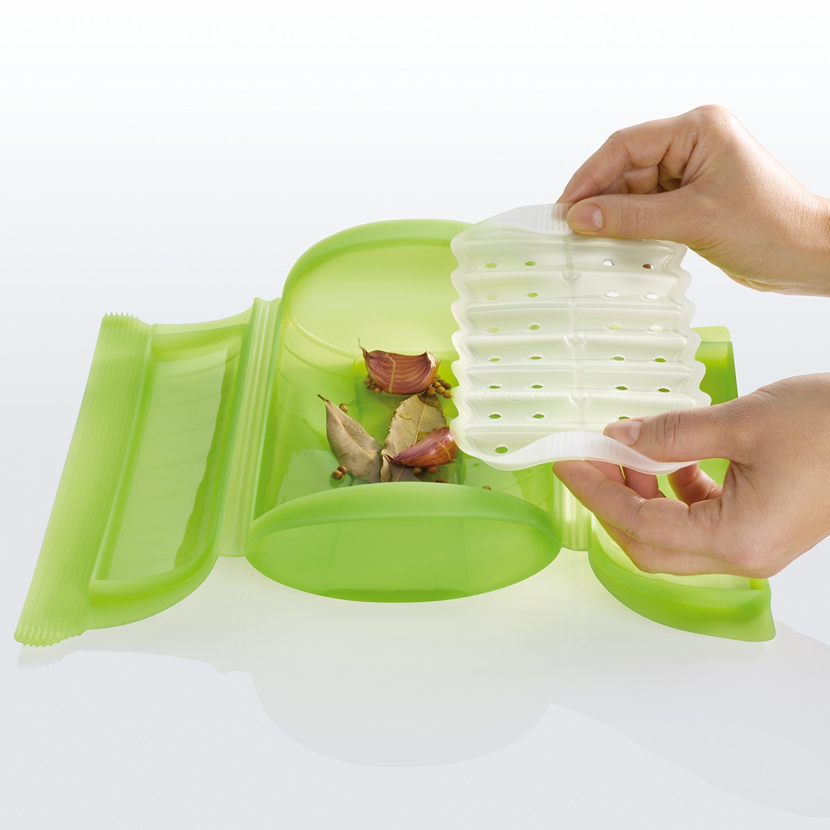Bandeja multifunções para estojo de vapor Lékué Branco-4