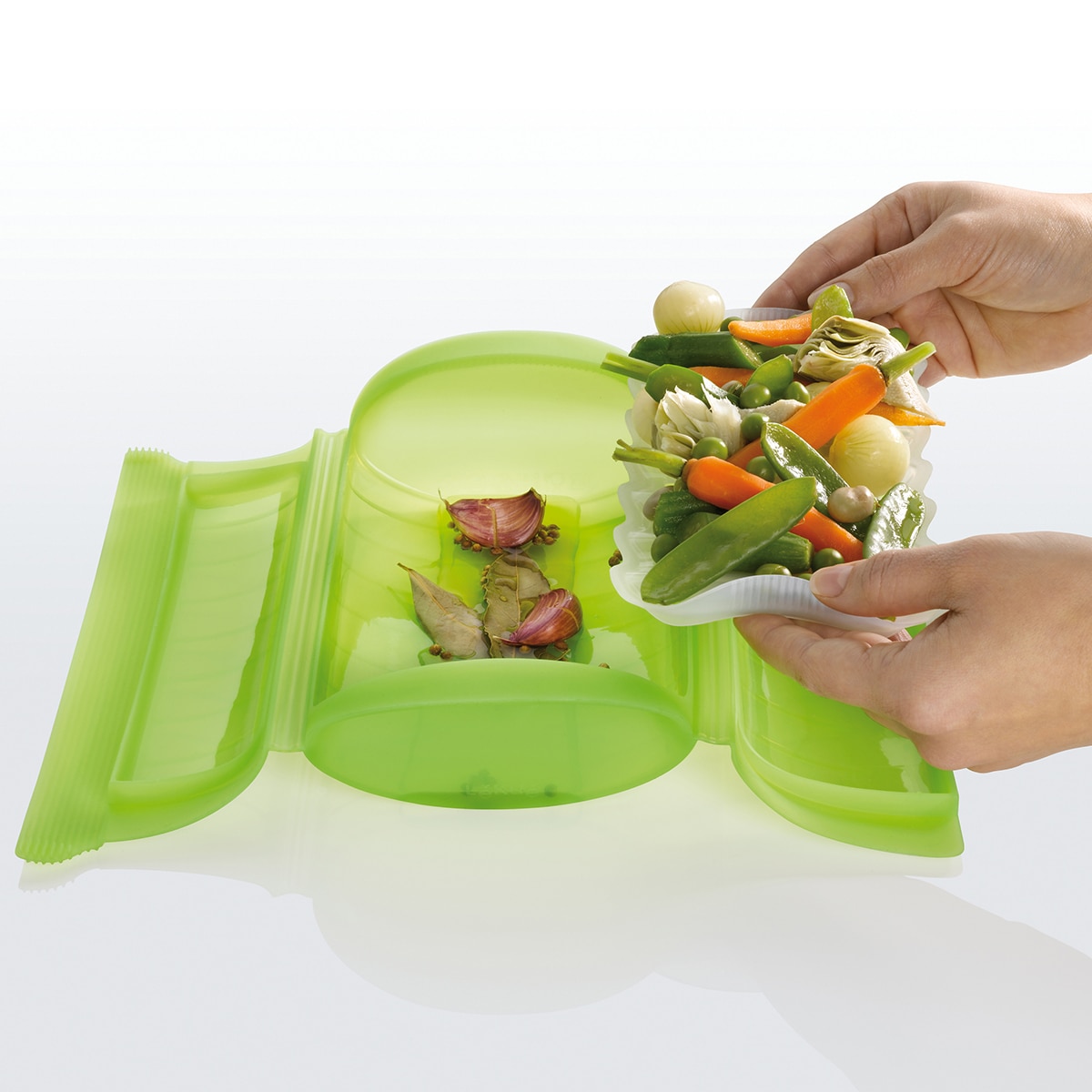 Bandeja multifunções para estojo de vapor Lékué Branco-5
