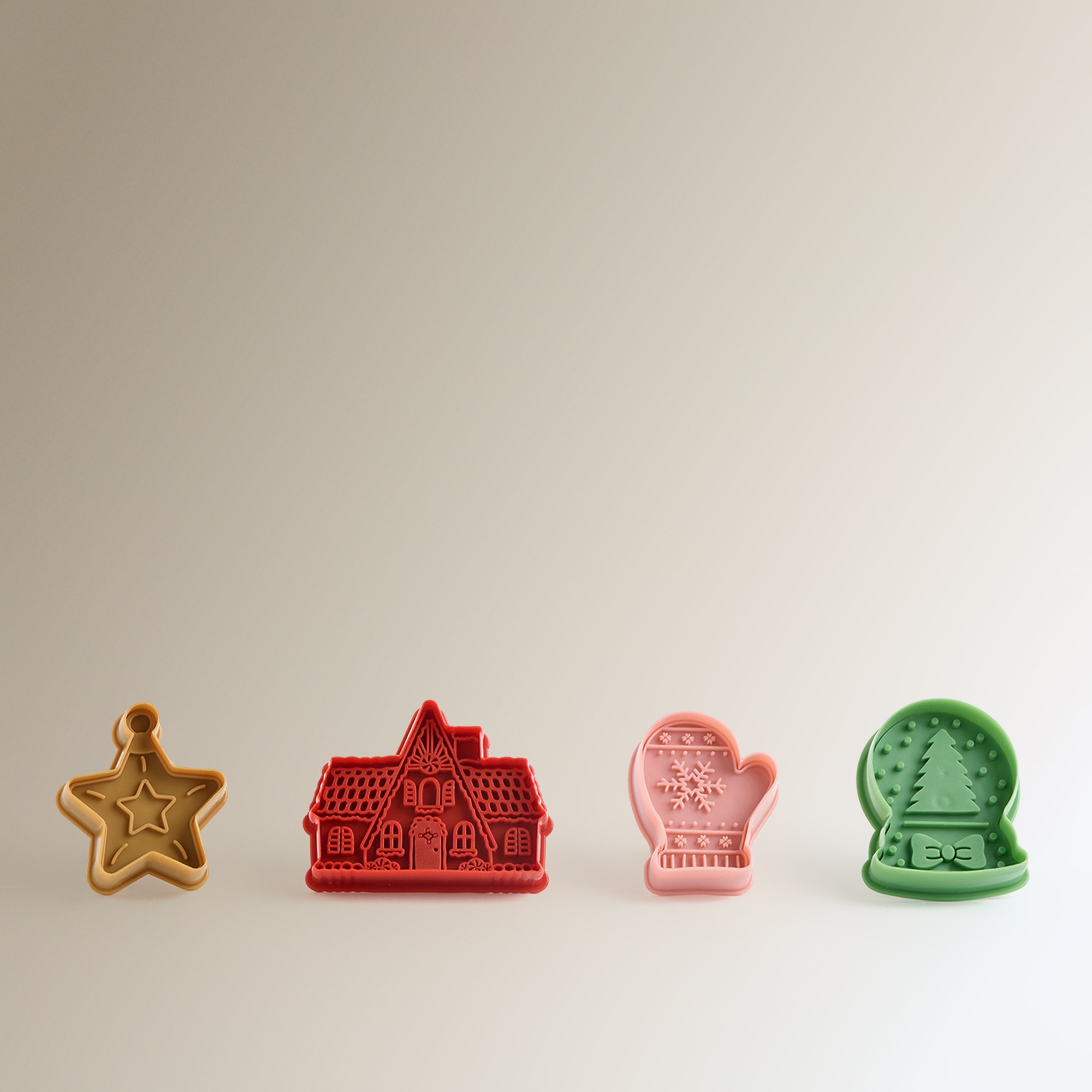 Conjunto de 4 Cortadores Receitas Natal Multicolor-1