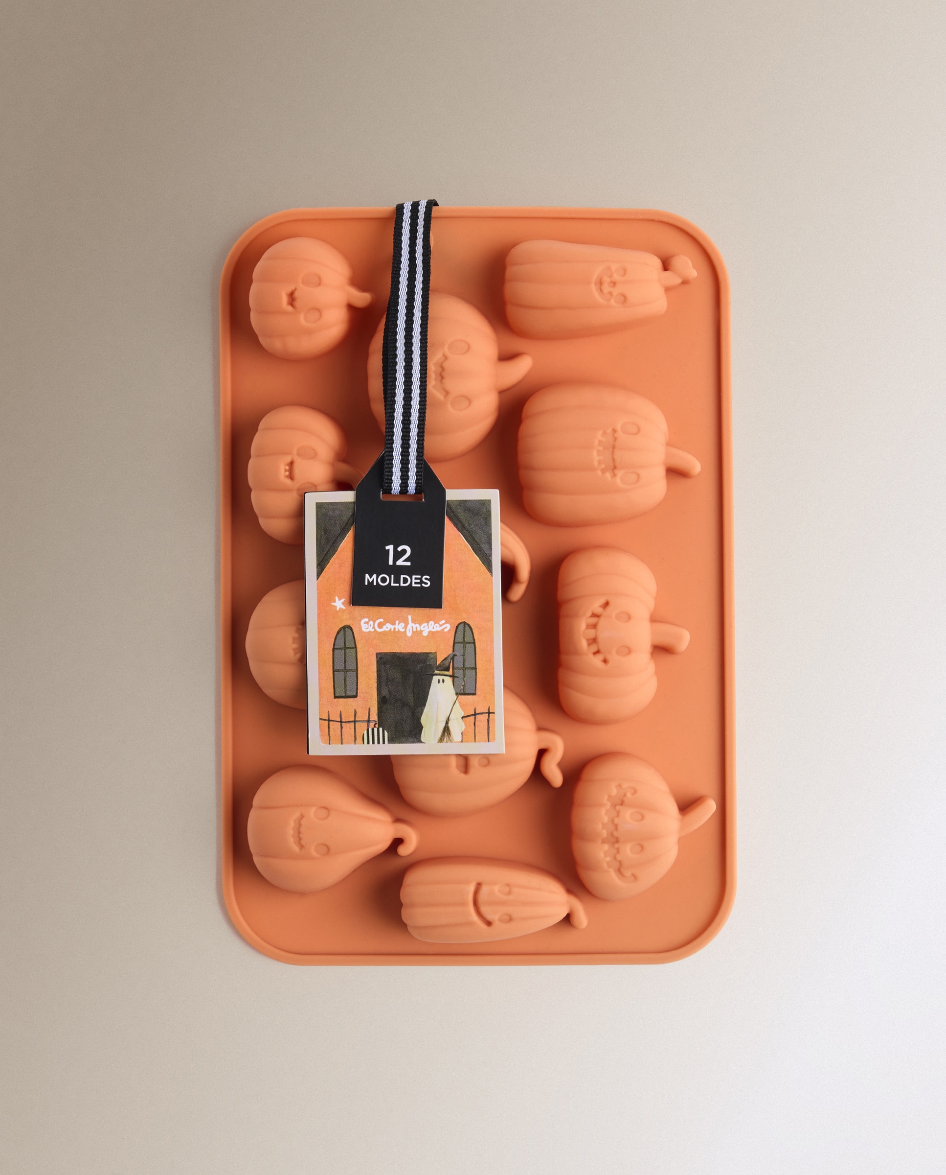 Molde de Silicone para 12 Unidades Abóboras Halloween Laranja-4