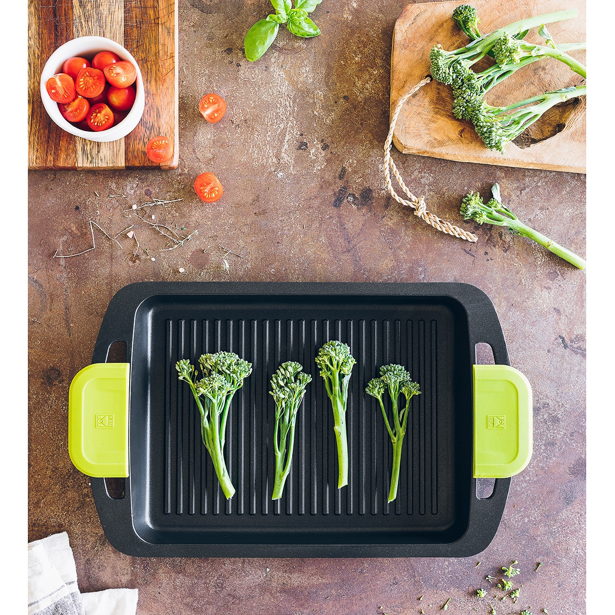 Grelhador rectangular às riscas Foodie Bra Preto-3