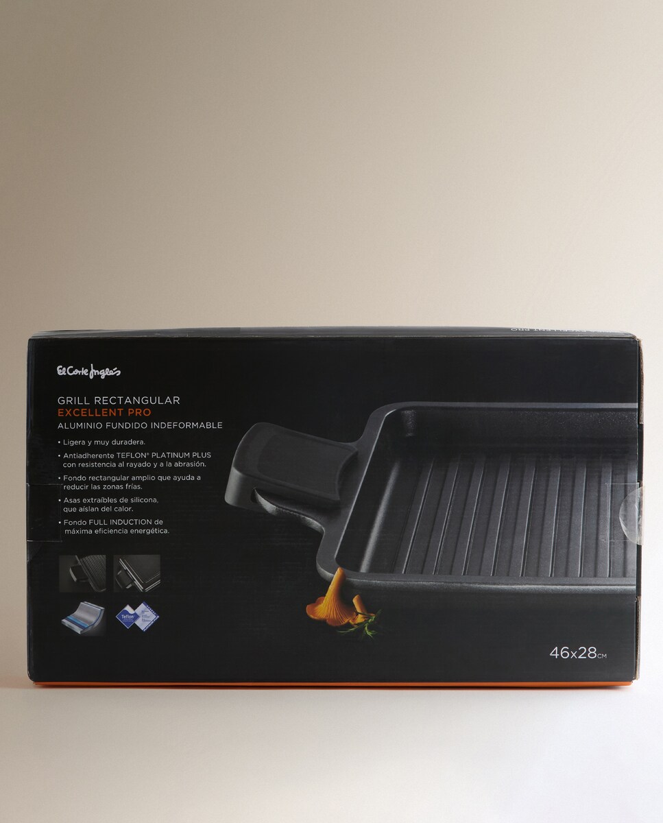 Grelhador Retangular de Alumínio Fundido Excellent Pro Preto-5