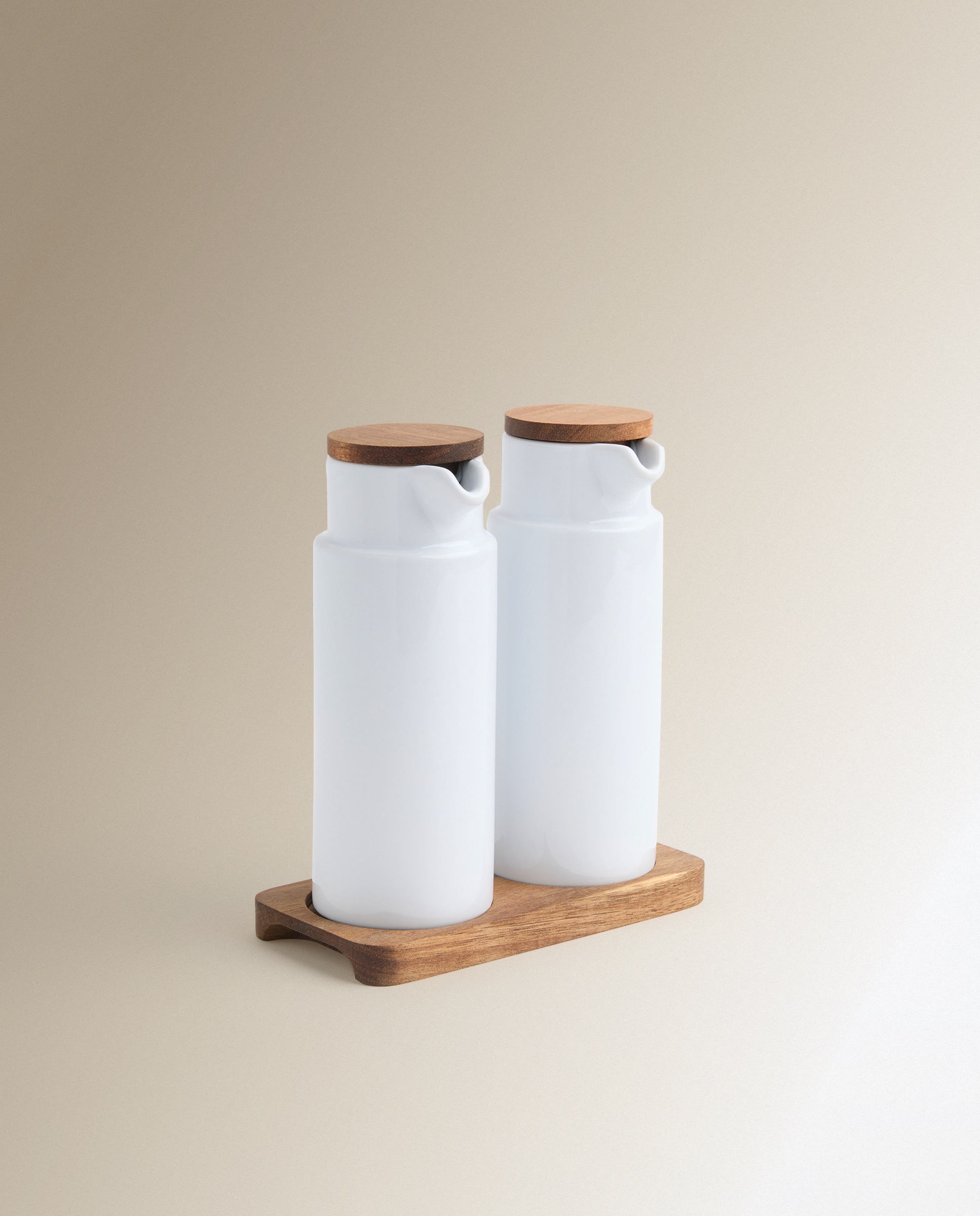Conjunto de azeiteira e vinagreira de cerâmica Branco-1