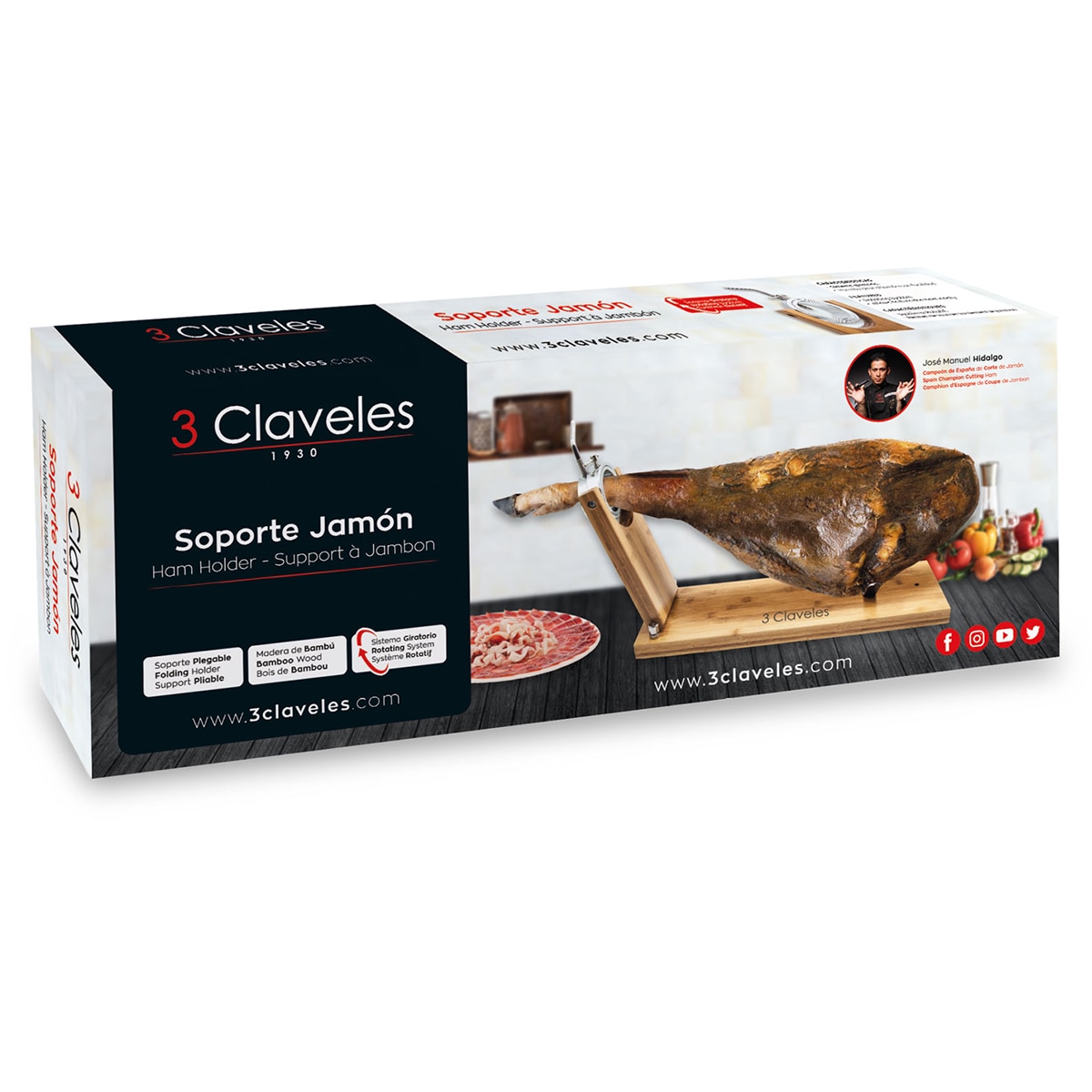 Soporte jamonero plegable Tres Claveles Marrón-4