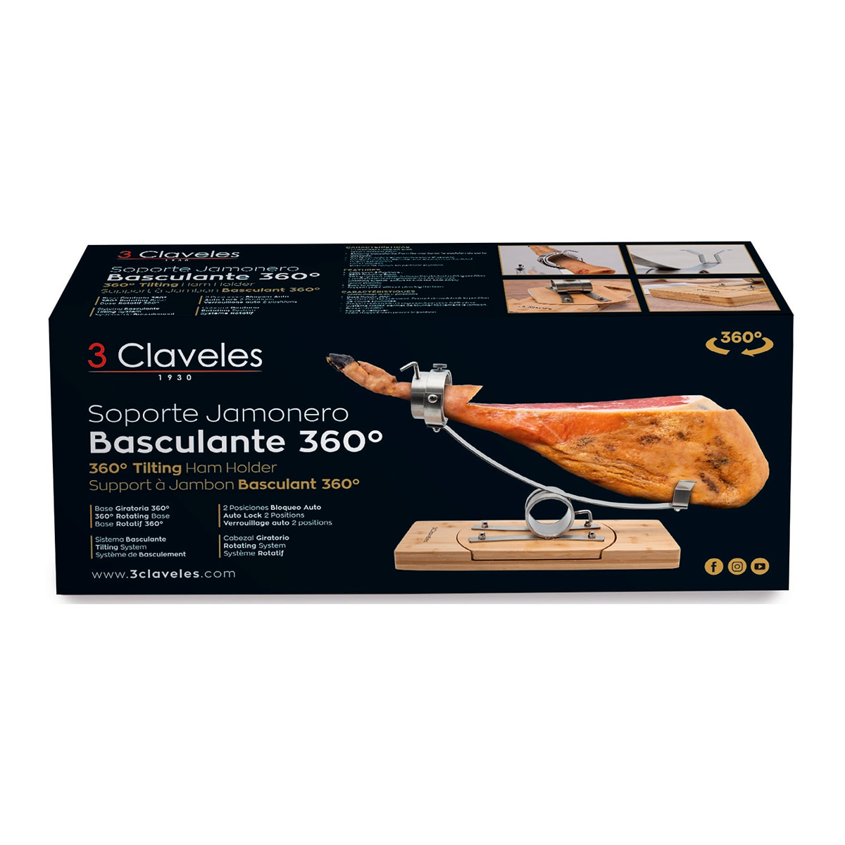 Suporte de Presunto Basculante 360º Bambu Natural-7