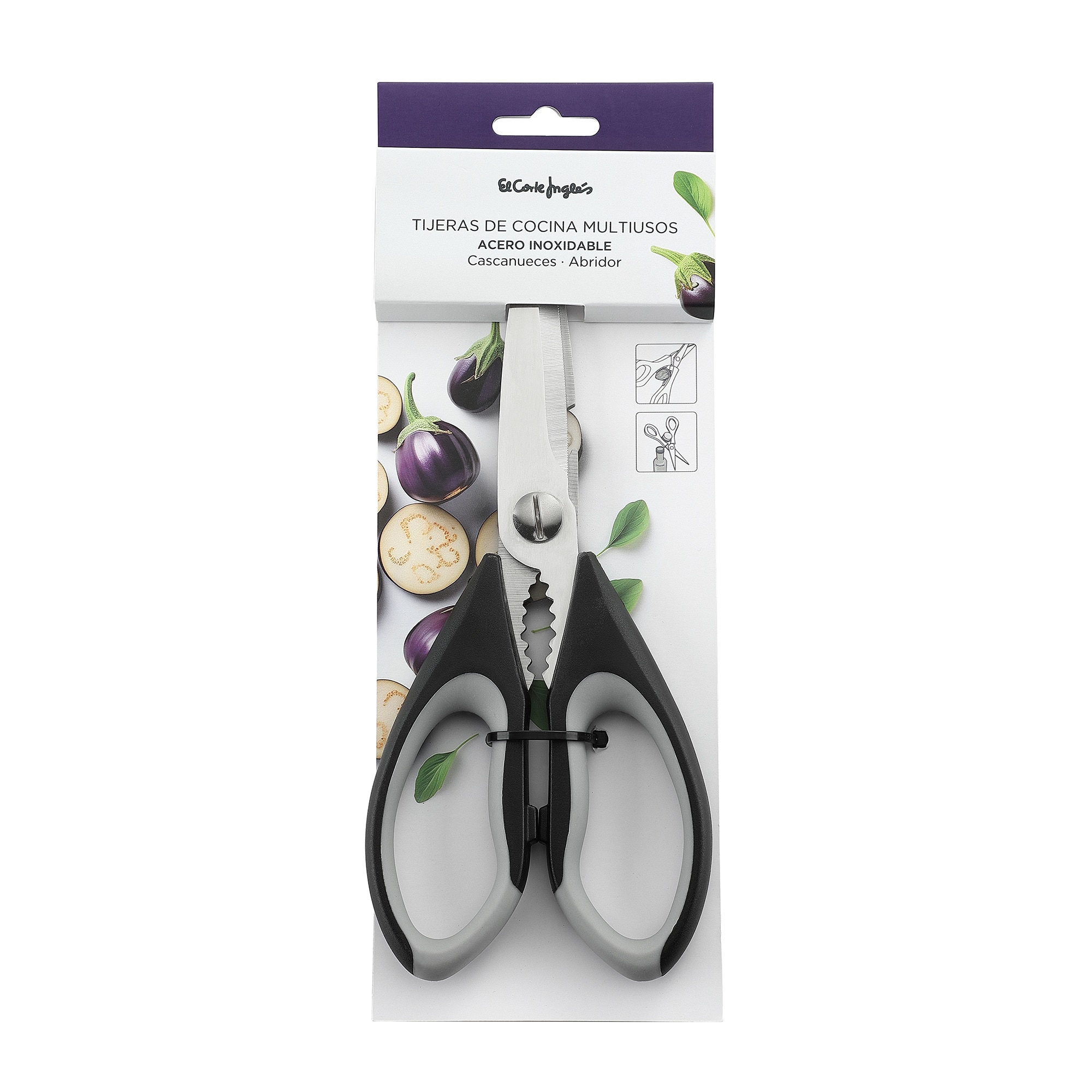 Tesoura de Cozinha Multiusos Cinzento-4