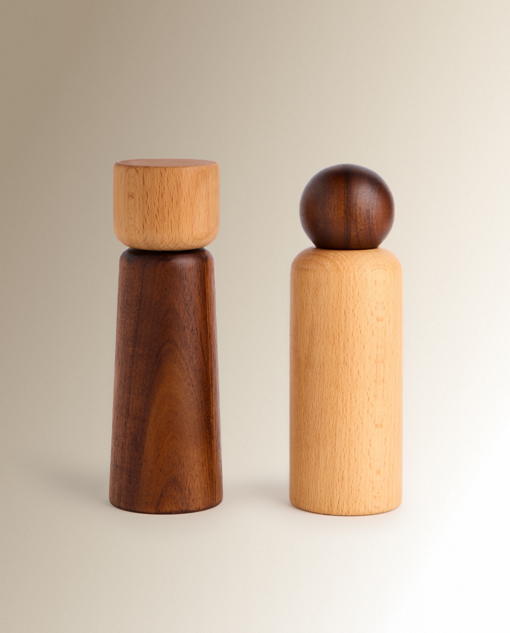 Imagen 0 de Set de 2 molinillos sal y pimienta de madera Contemporáneo Natural