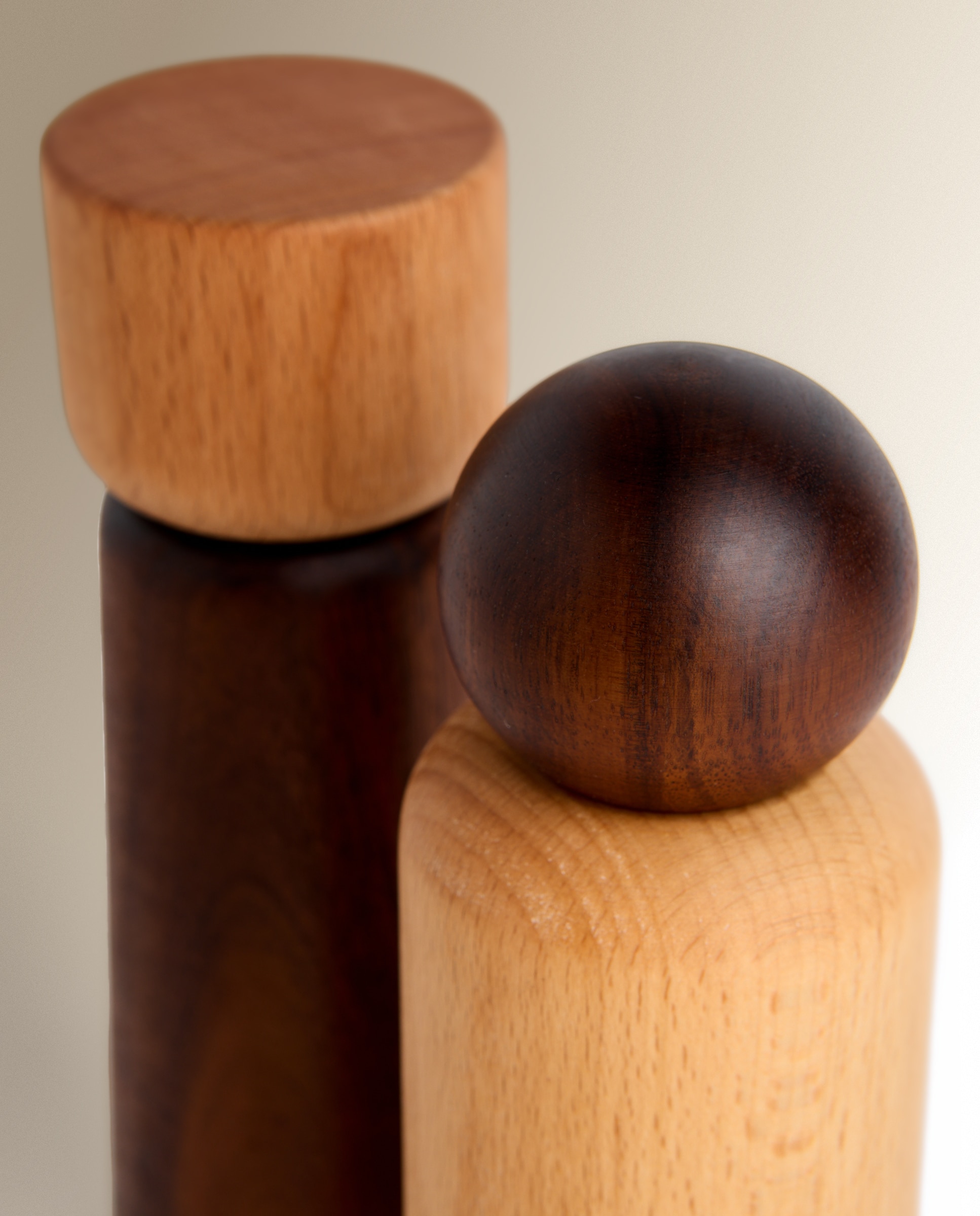 Set de 2 molinillos sal y pimienta de madera Contemporáneo - Natural Natural-2