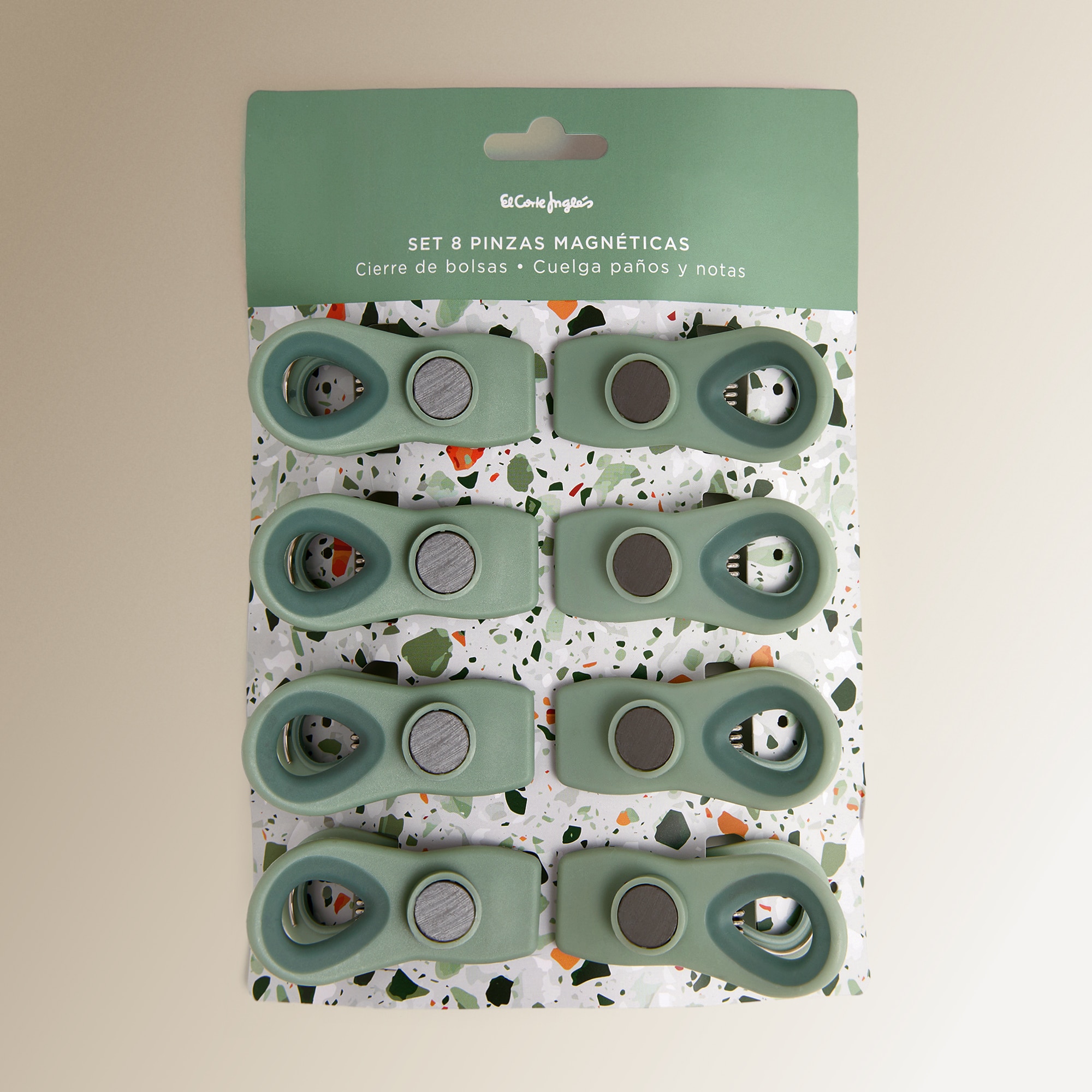 Conjunto de 8 Pinças Magnéticas Verde-menta-3