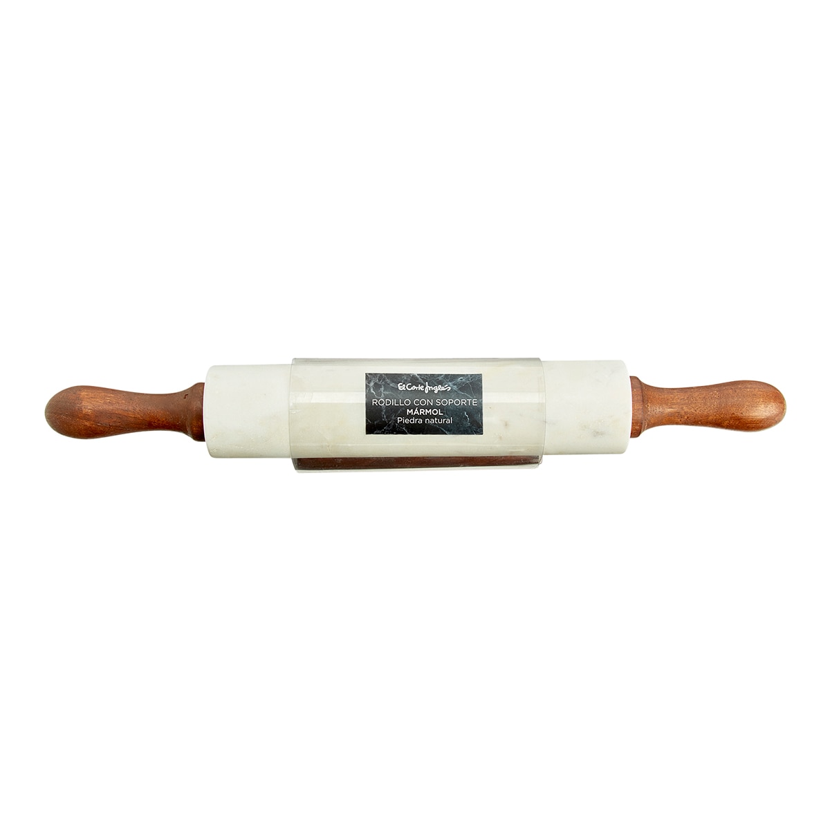 Rolo de cozinha de mármore e suporte de acácia Branco-3