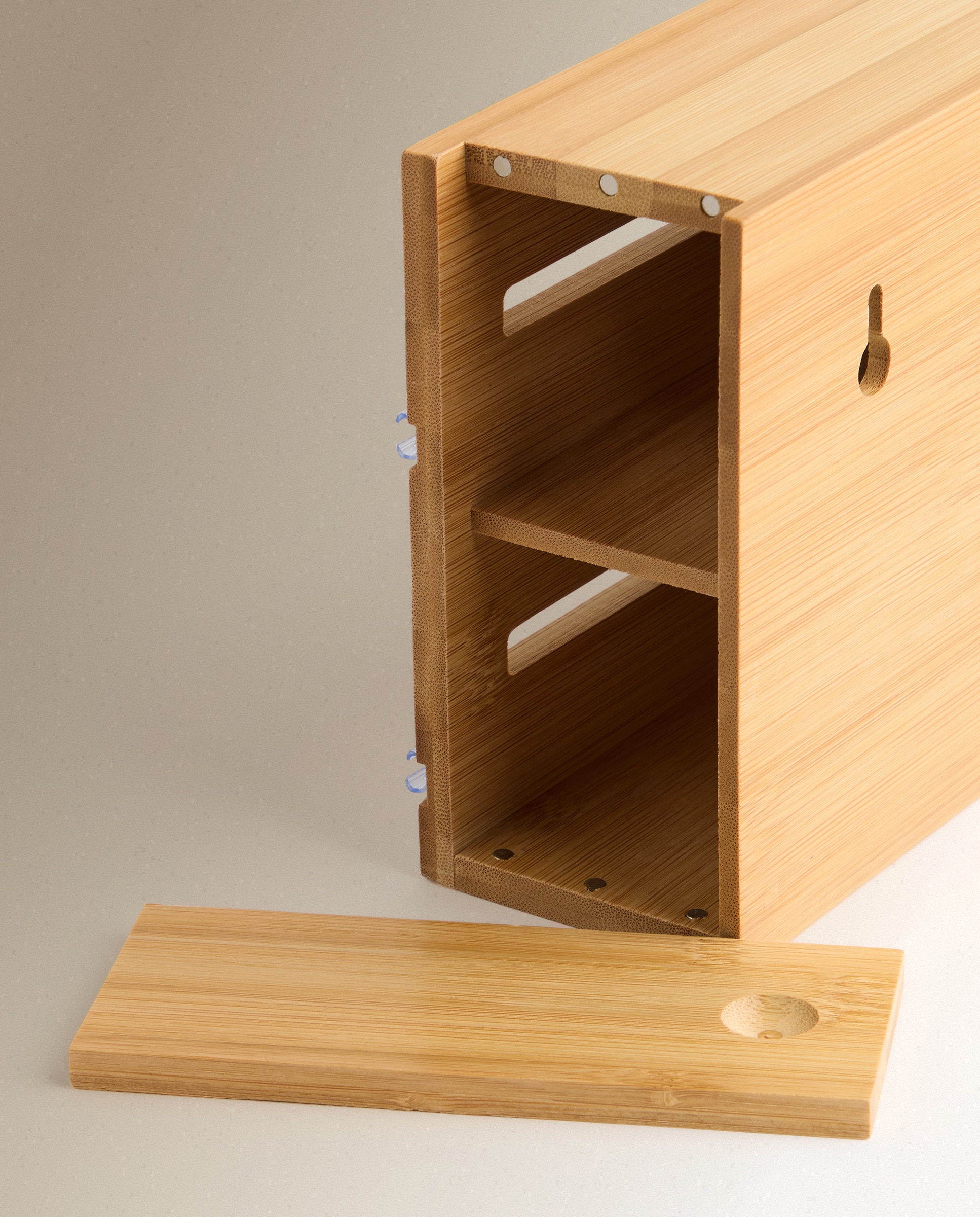 Suporte duplo para rolos de cozinha em bambu Natural-3