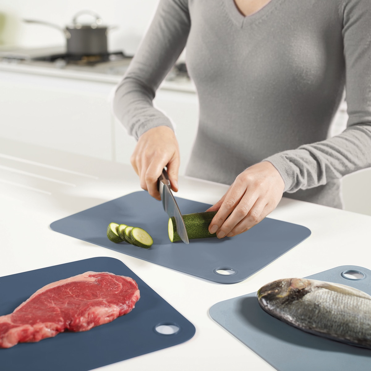 Conjunto de 3 Tábuas de Cortar Flexíveis Azul-5