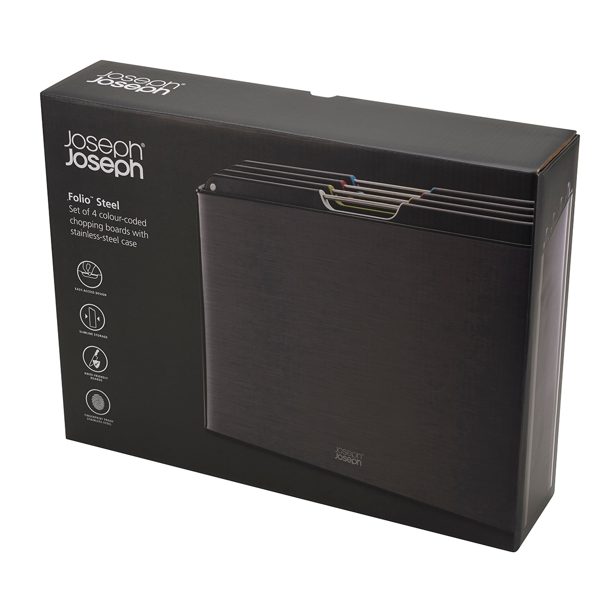 Conjunto de 4 Tábuas de Cortar com Estojo de Aço Inoxidável Preto-9