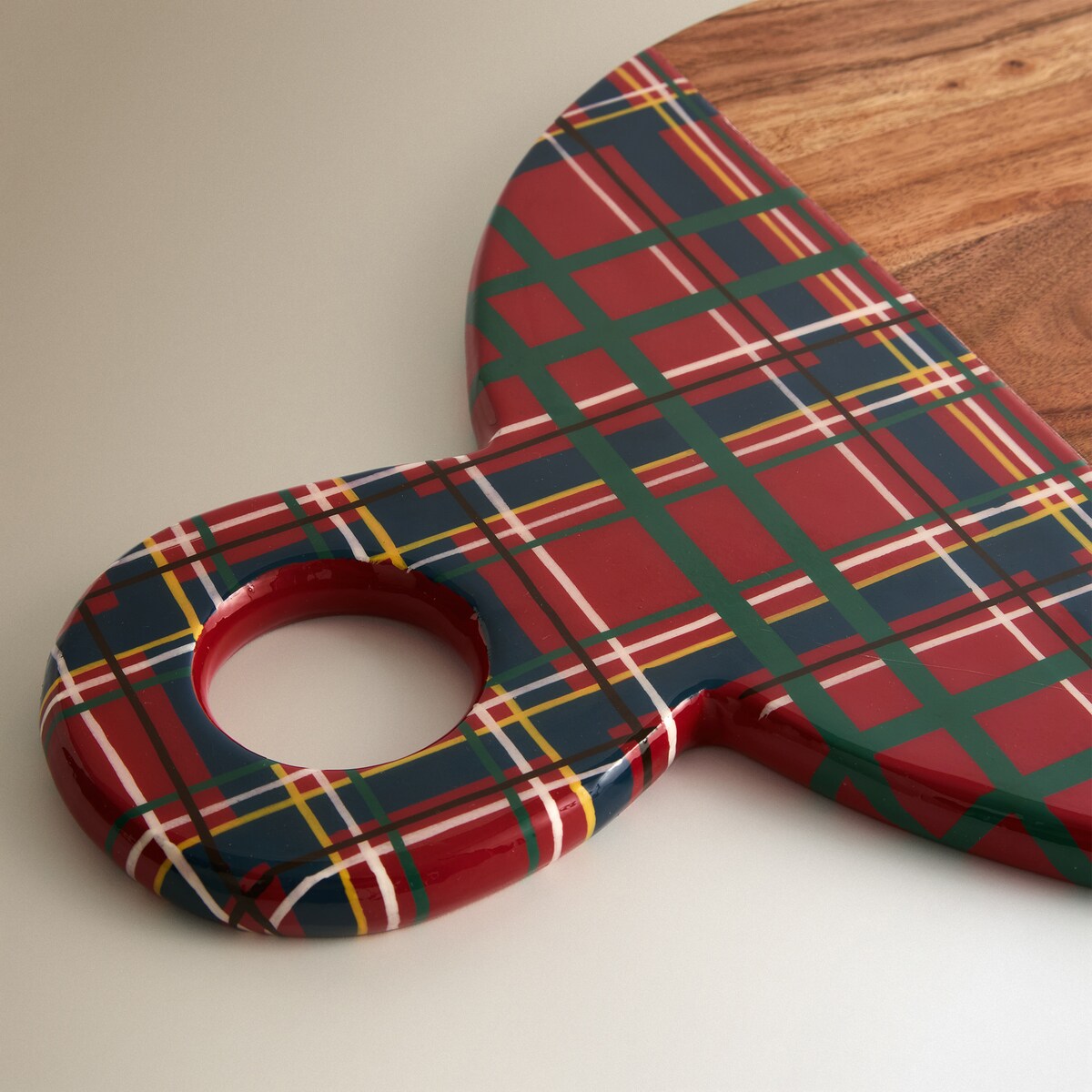 Tábua de Cortar Redonda Envernizada Tartã Multicolor-2