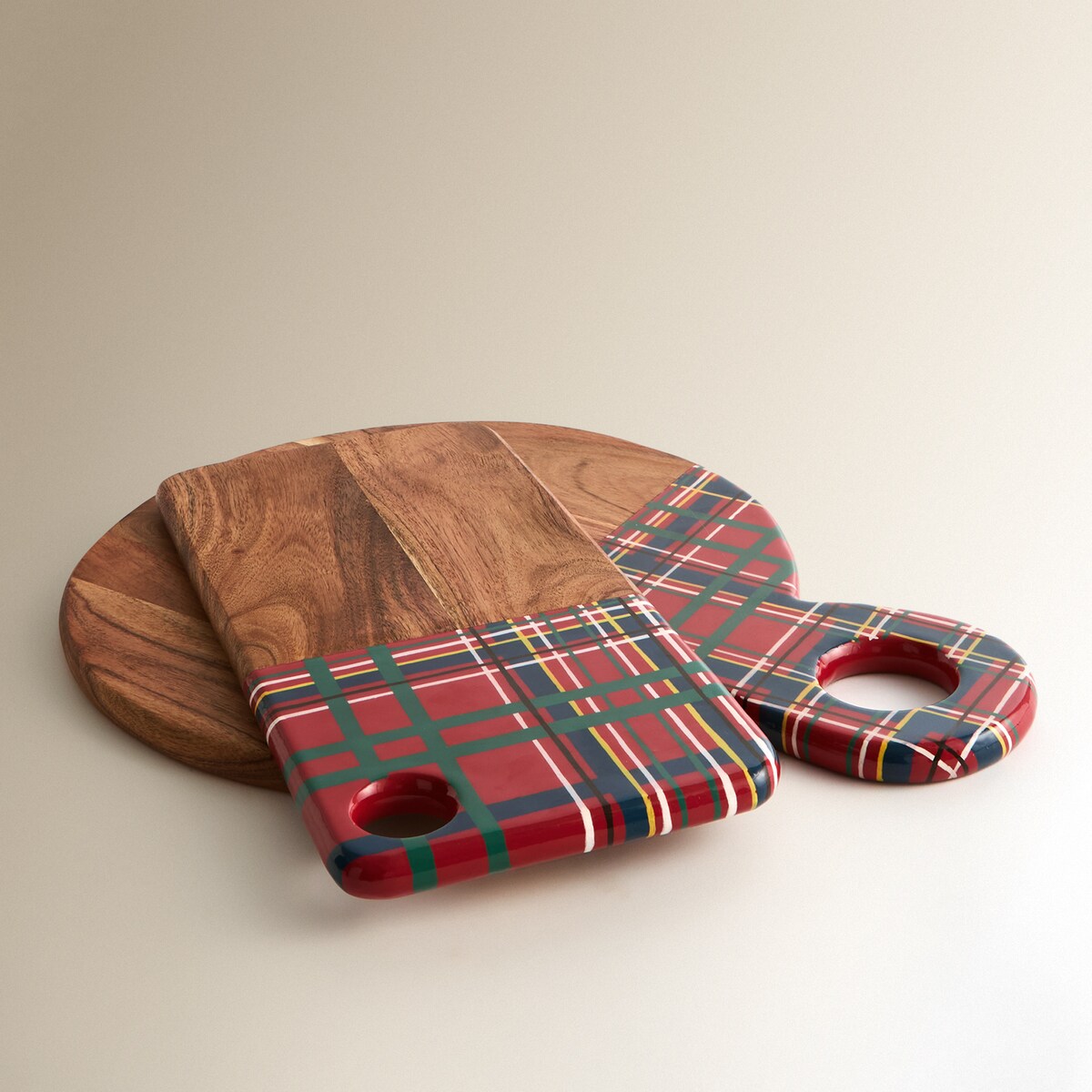 Tábua de Cortar Redonda Envernizada Tartã Multicolor-4